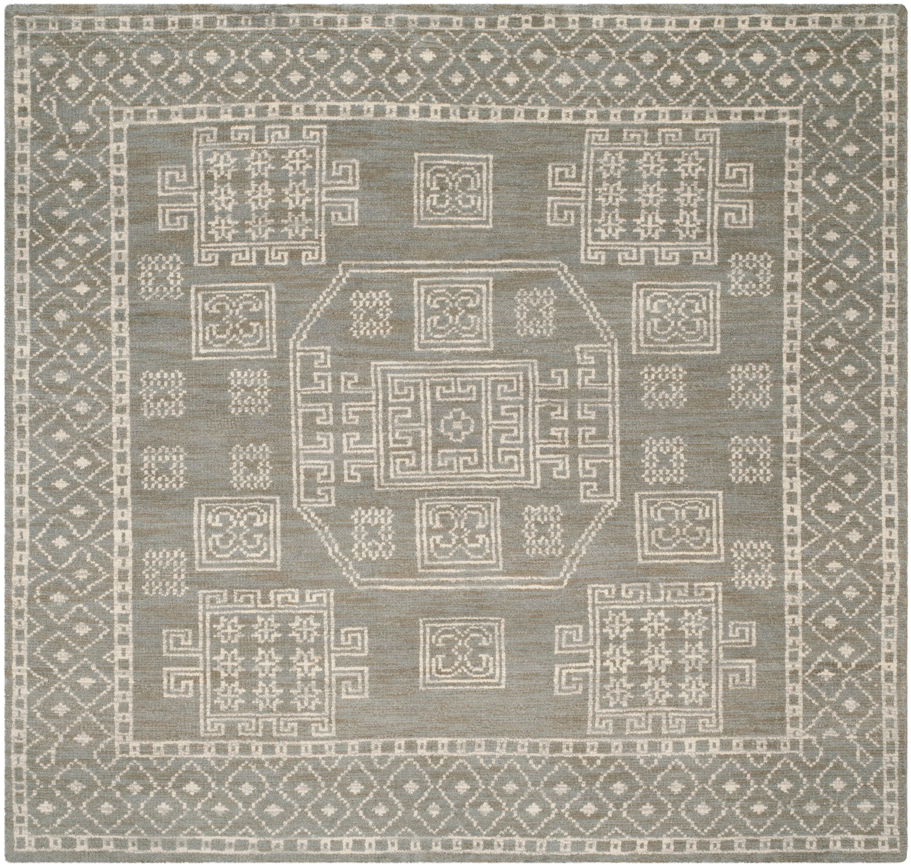 Kenya Gray Hand-Knotted Wool Square Area Rug