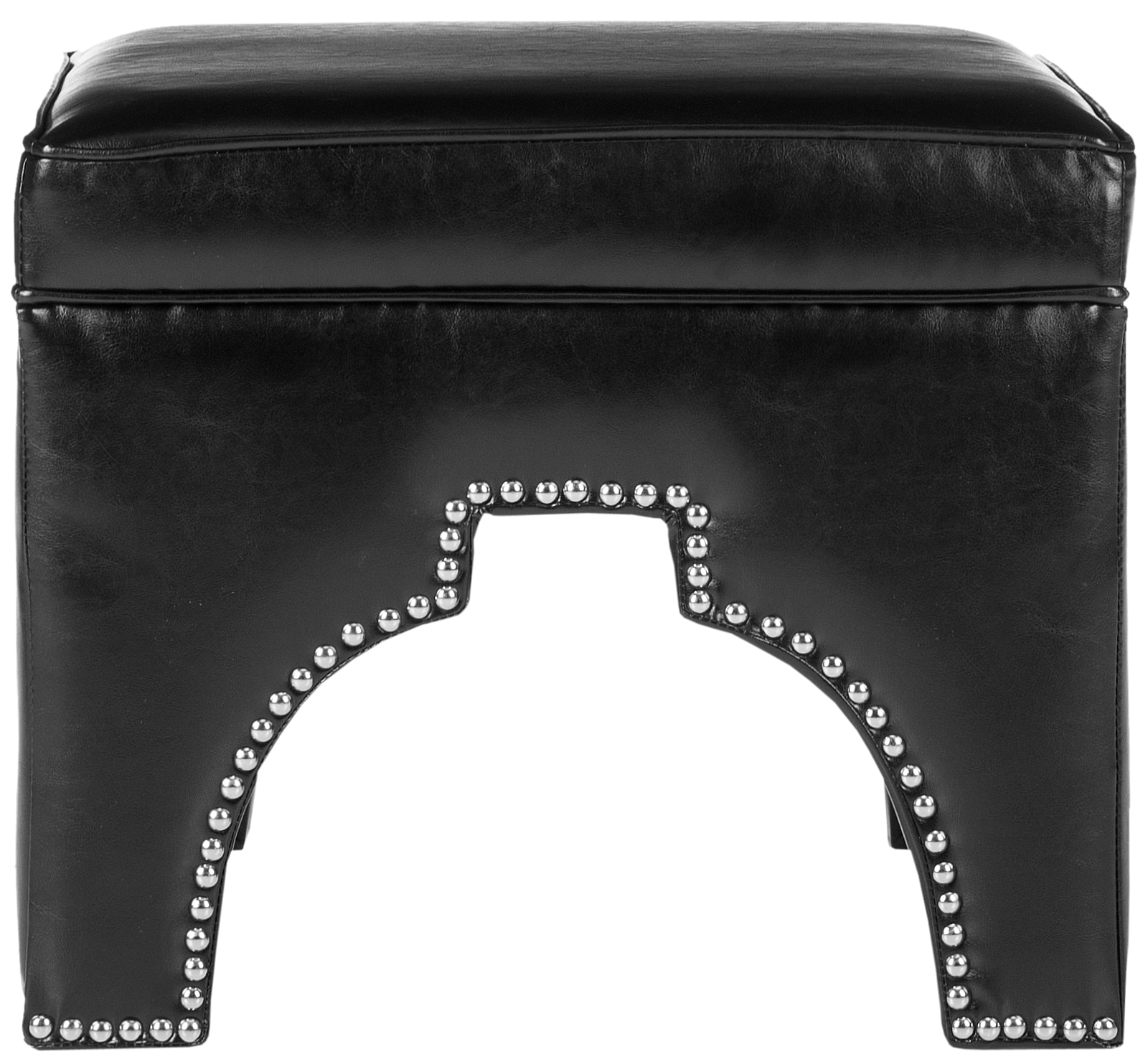 Safavieh MCR4636A Grant Modern Black Faux leather Ottoman