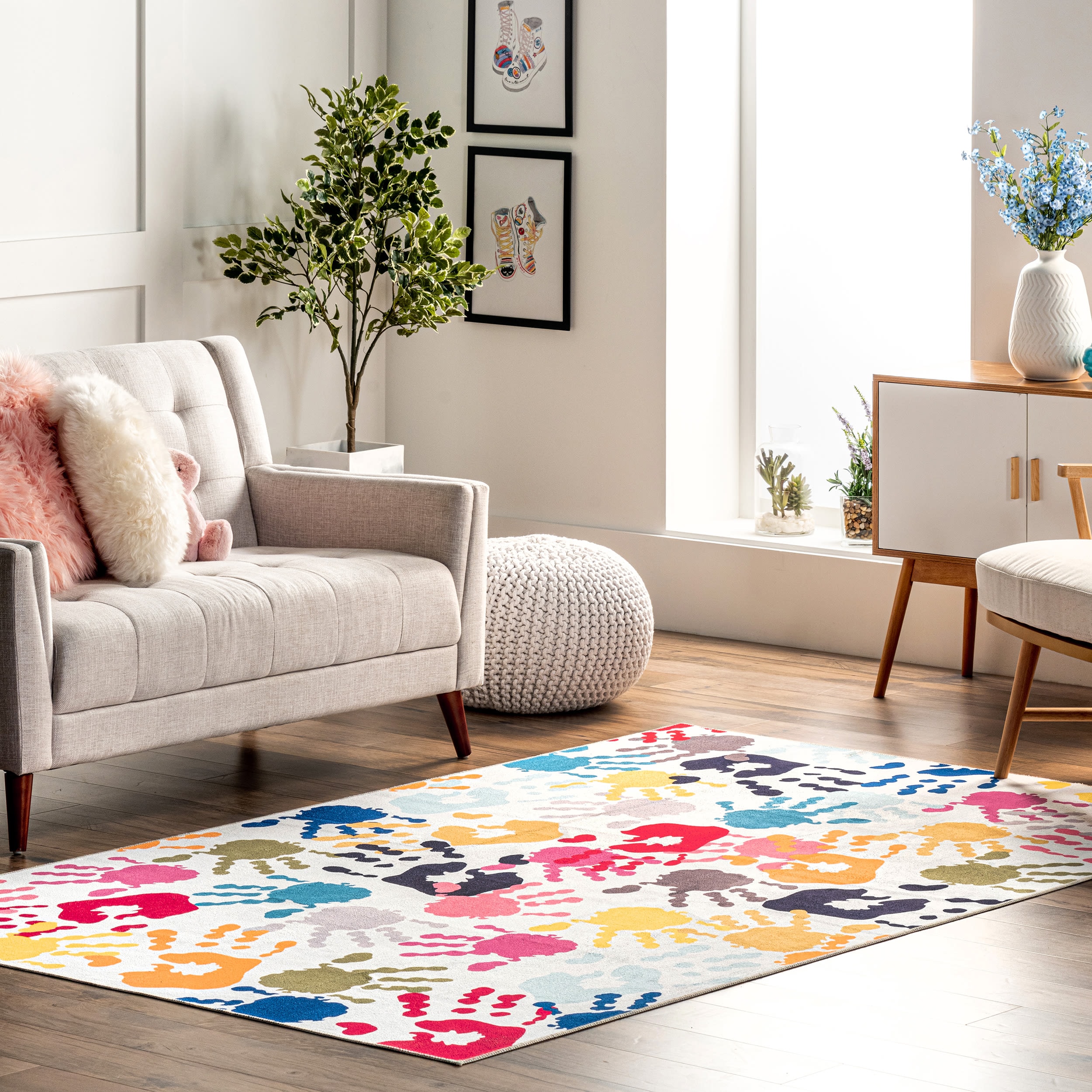 nuLOOM HJAU36A-508 Aurora 5 x 8 (ft) Loomed Polyester Multi Rectangular Indoor Abstract Machine washable Area rug