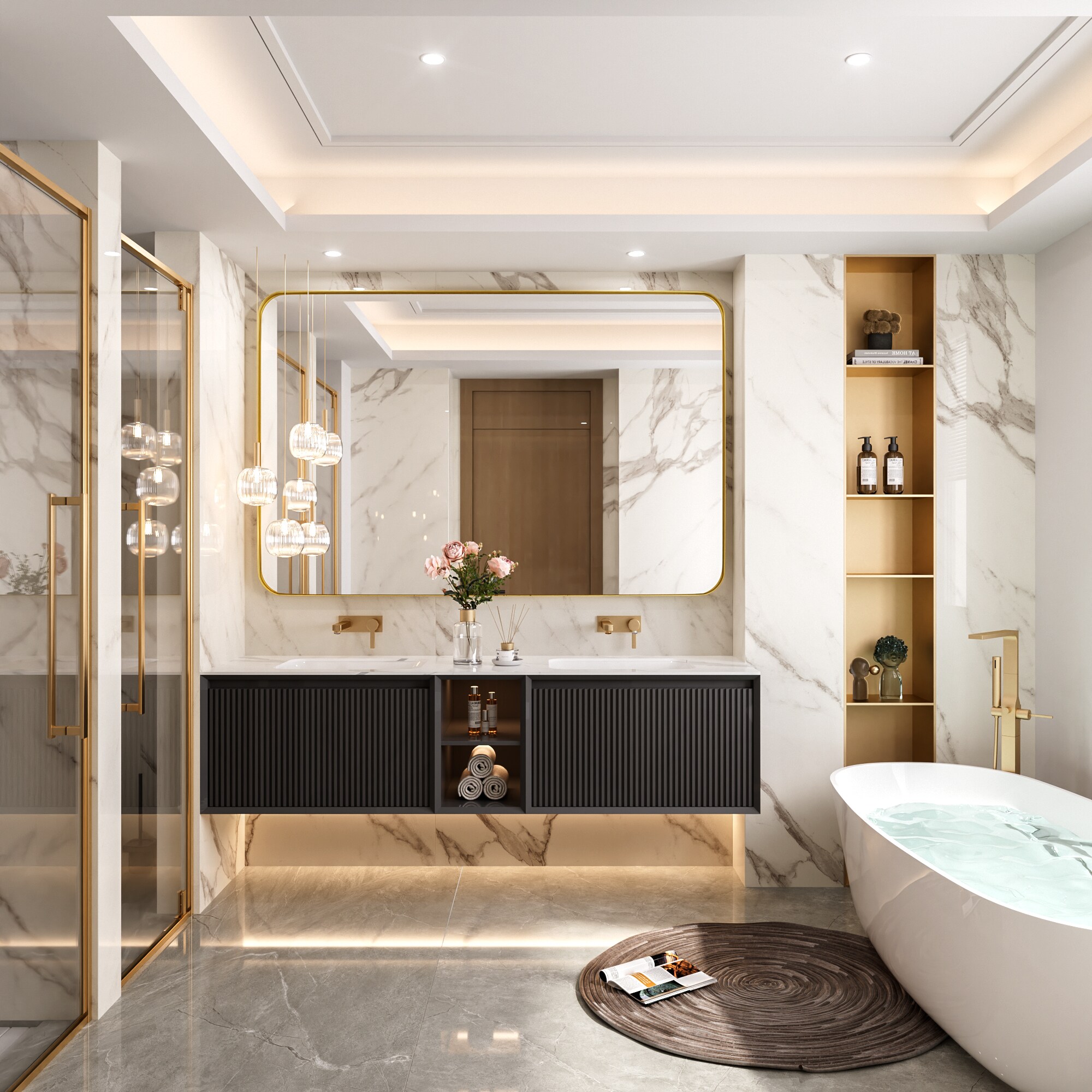 LOVMOR Y-TM5536-G Framed-Bath-Mirrors - View #3