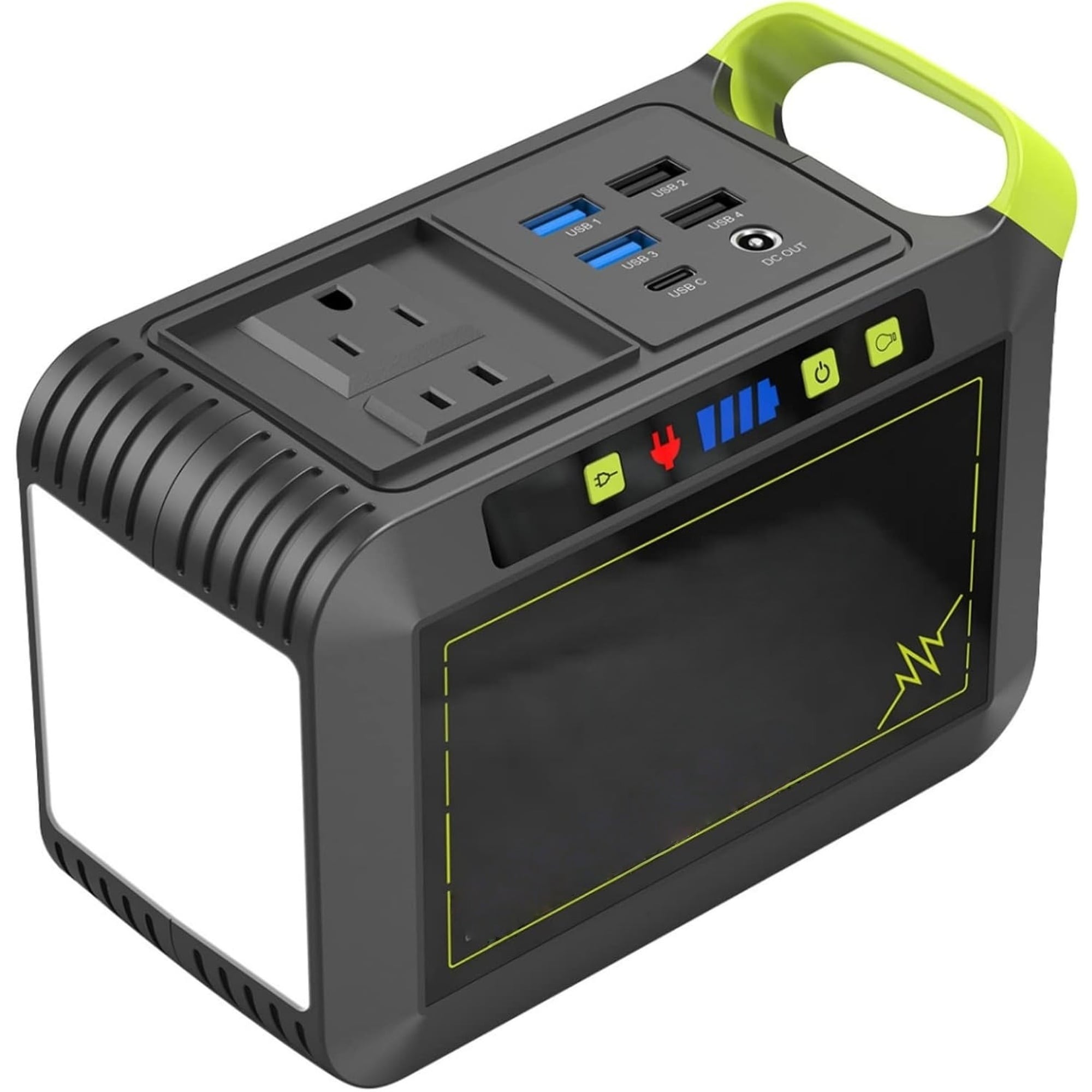 Numhew 6.5in L 4.6in W 3.1in H 8-Port Black Portable Power Station