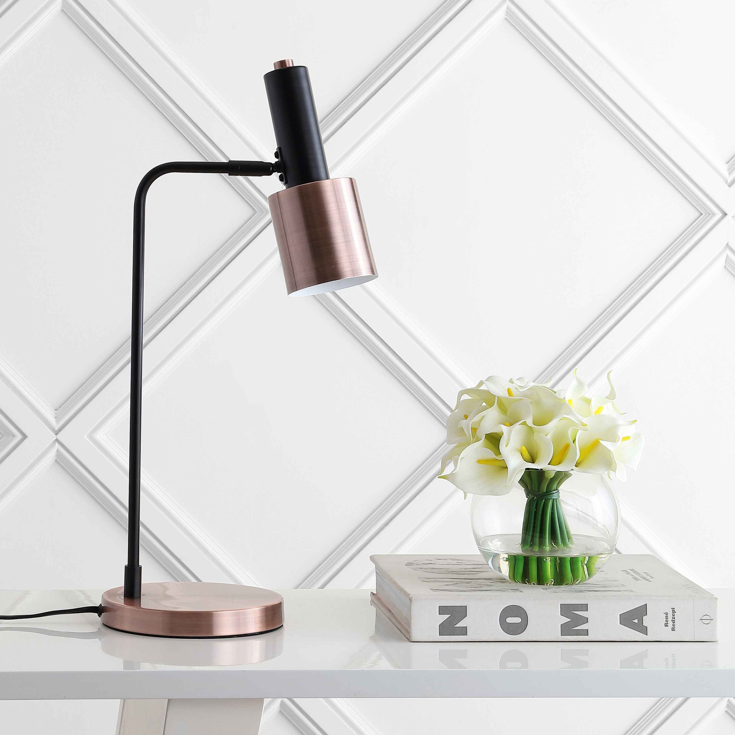 Brady 22" Black and Copper Metal LED Desk Lamp