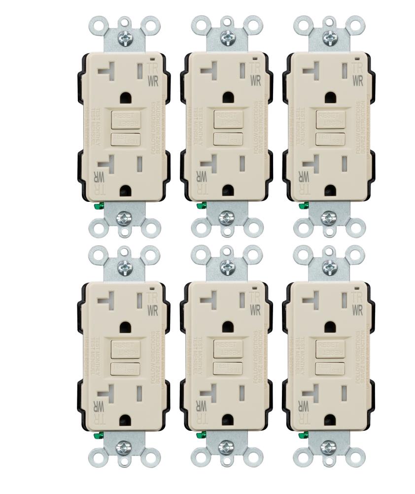 Utilitech G1920TW-LA6 20 -Amp 125-volt Tamper Resistant Weather Resistant GFCI Residential Decorator Outlet , Light almond 6 -Pack