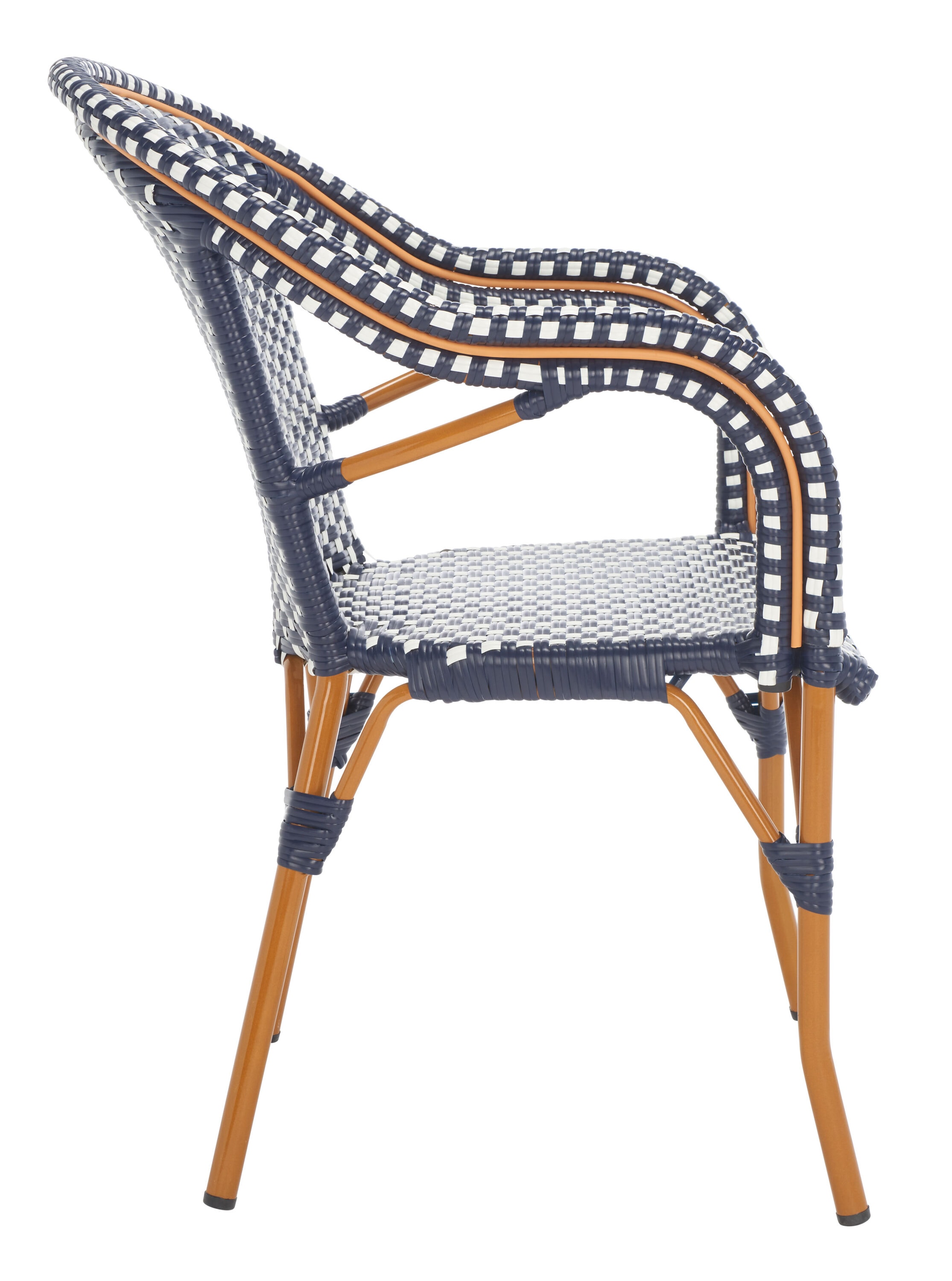 Navy and White Wicker Outdoor Armchair Set of 2
