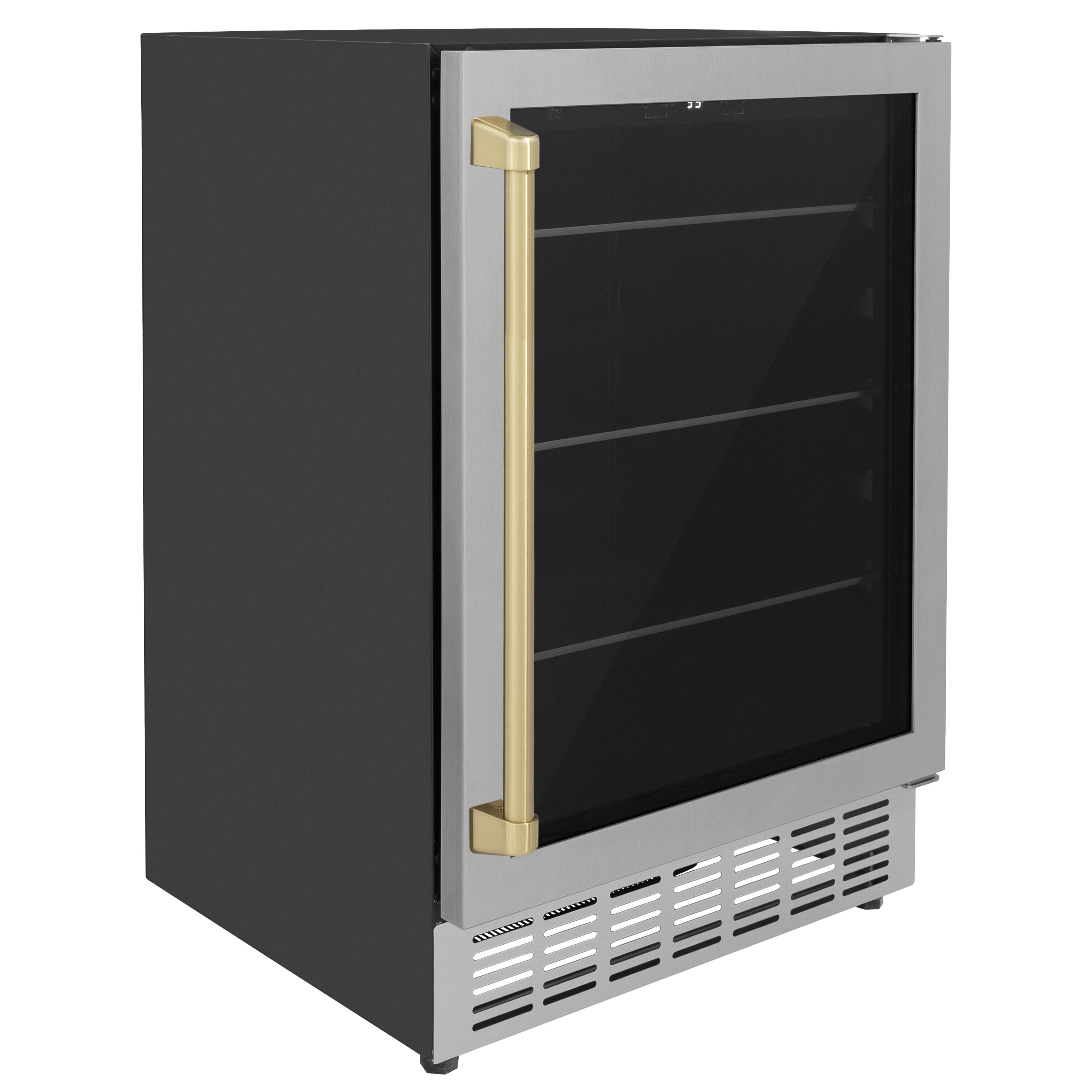 ZLINE 24" Stainless Steel Beverage Fridge with Champagne Bronze Handle