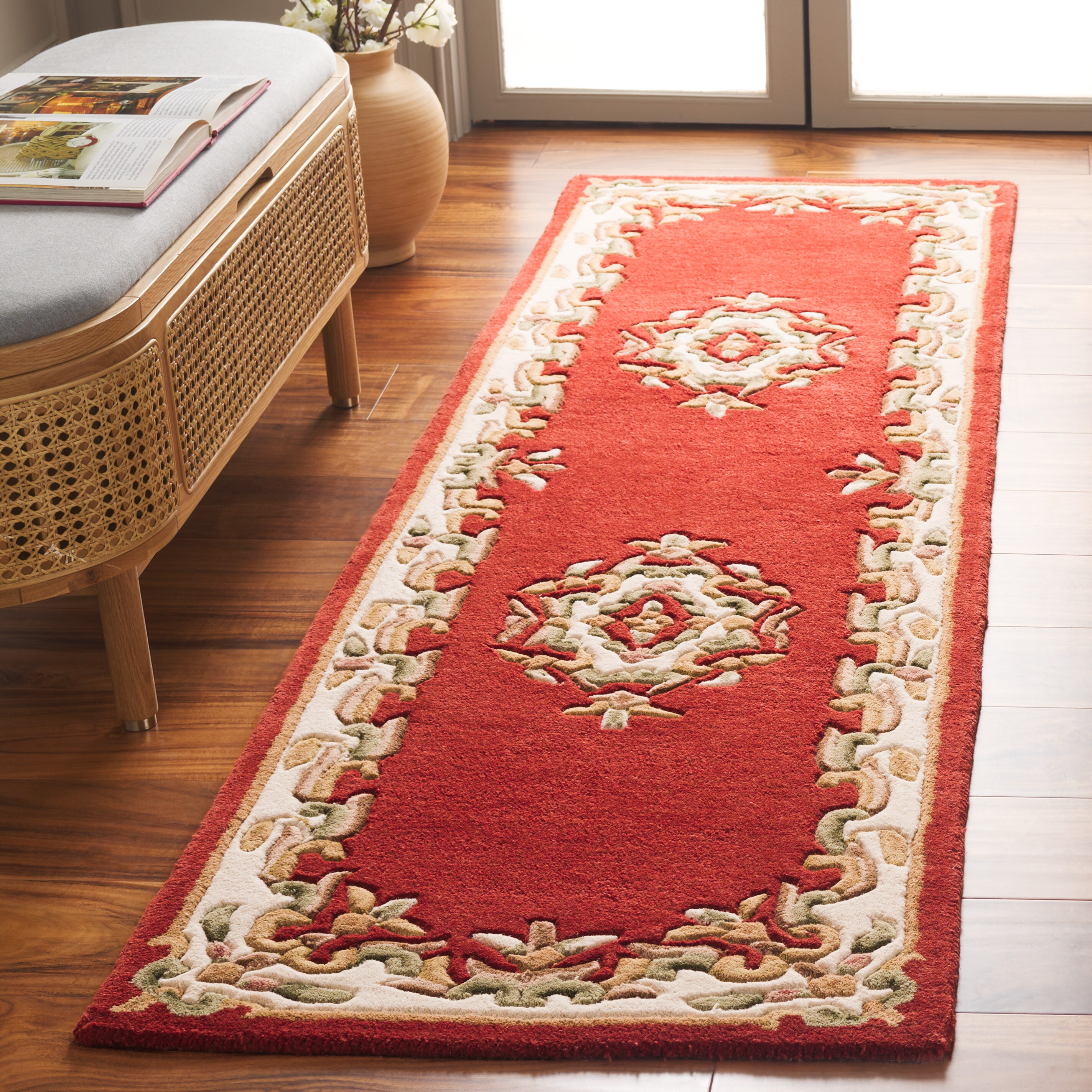  Aubusson 301 Rust/Ivory Traditional 2ft-3in x 8ft Runner Rug