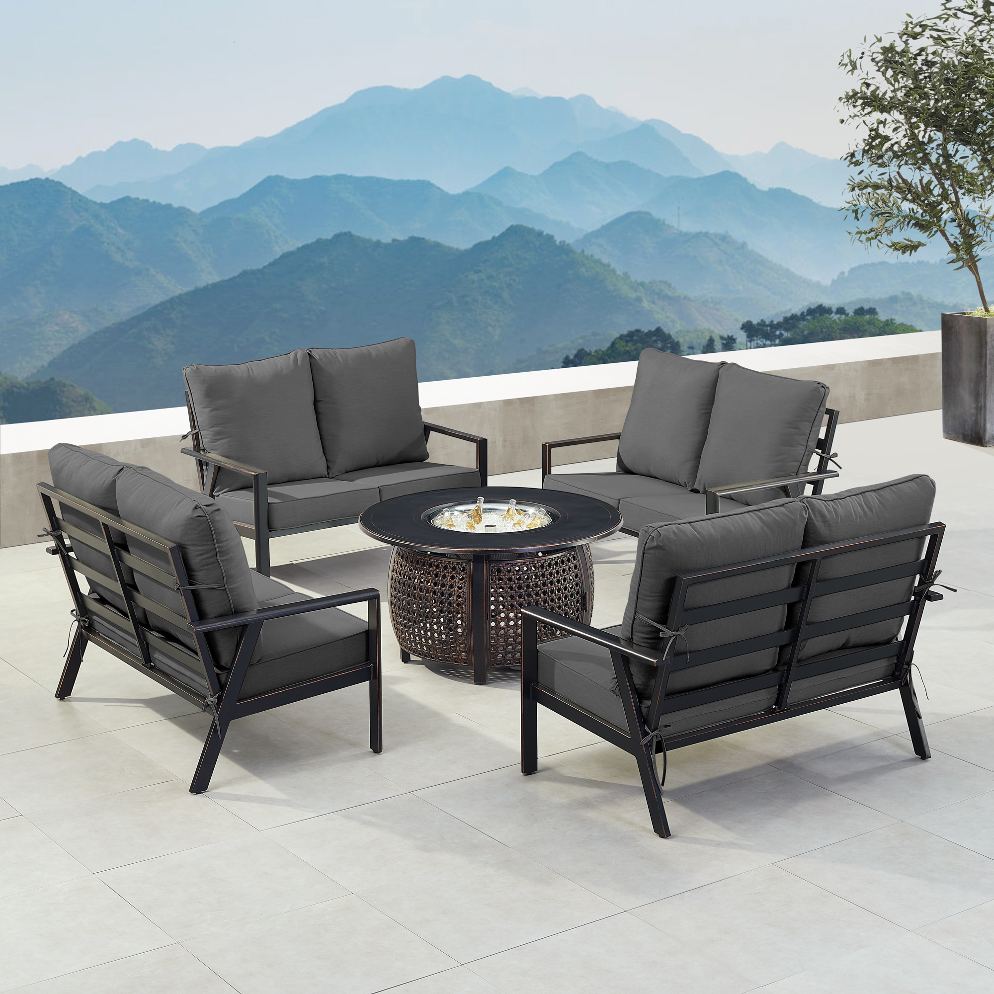 Oakland Living LUX4LSCLIFFBKCU Patio-Conversation-Sets - View #3