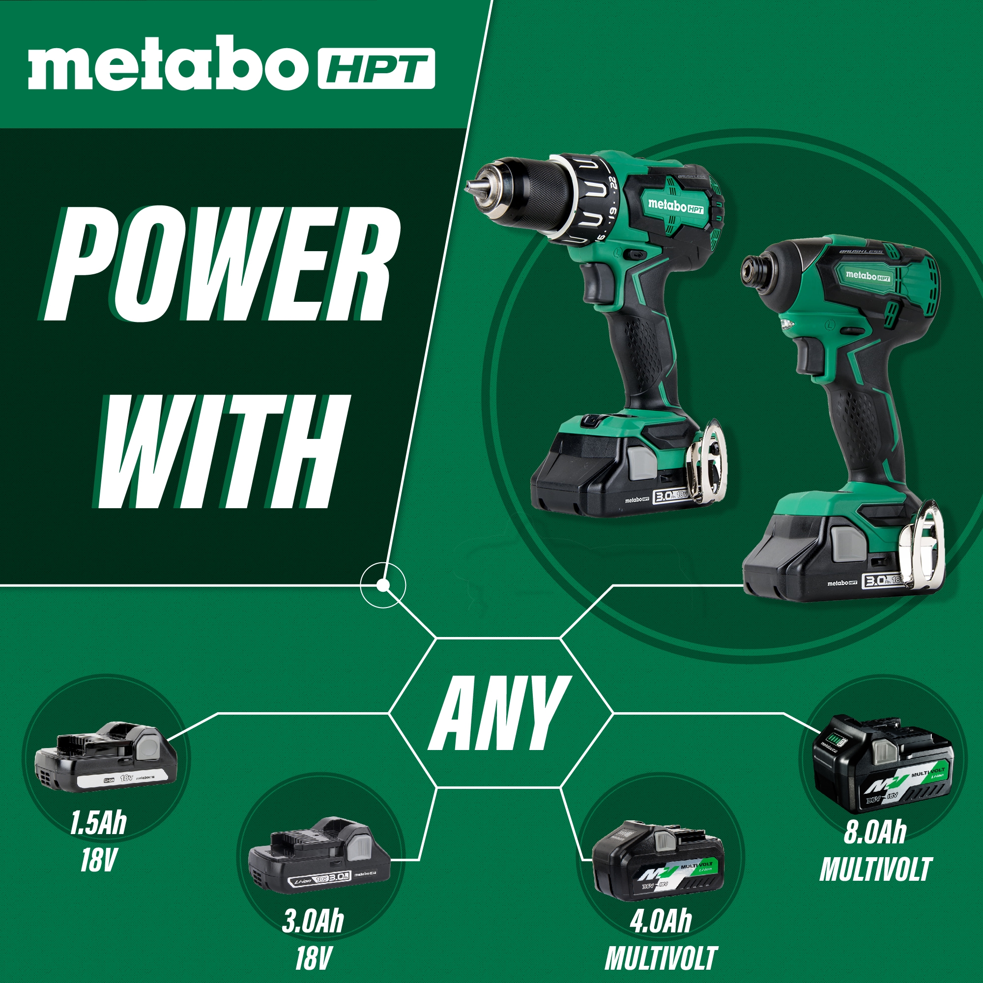 Metabo HPT 2-Tool Brushless Power Tool Combo Kit with Soft Case (2