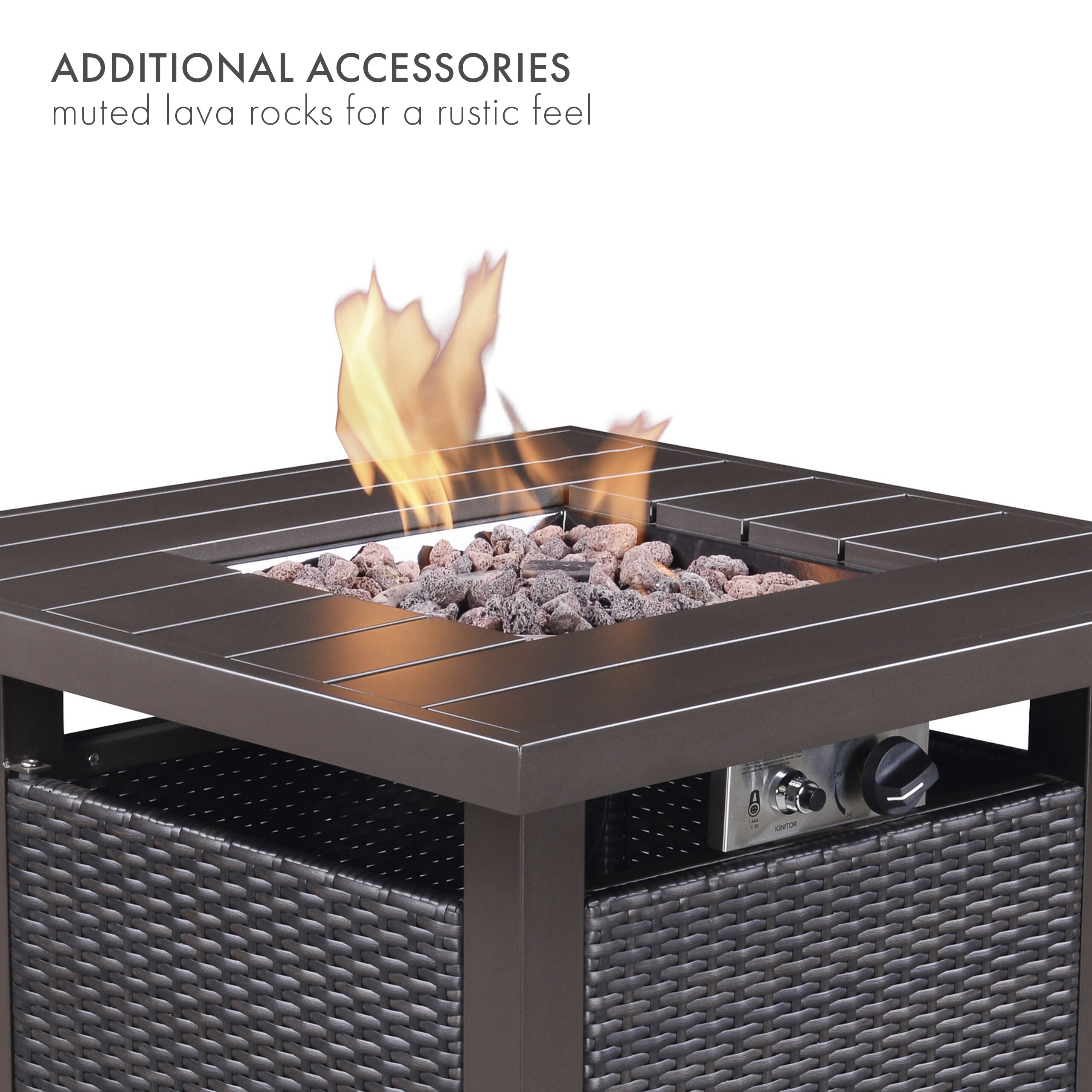 Kinger Home 28 In W 50000 Btu French Roast Brown Tabletop Aluminum Propane Gas Fire Pit Table At 9634