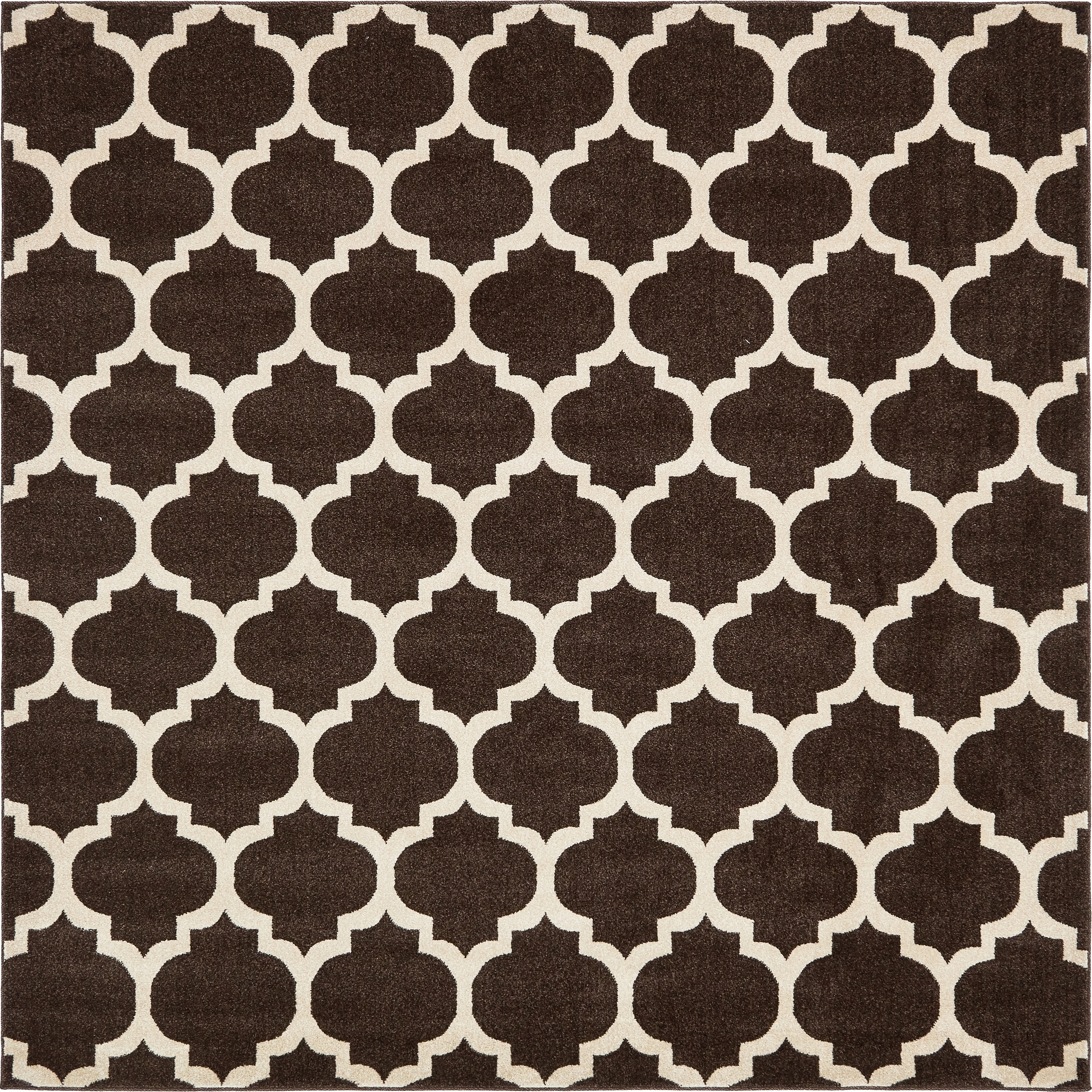 Unique Loom 3136437 Philadelphia Trellis 8 x 8 (ft) Loomed Polypropylene Chocolate Brown Square Indoor Geometric Industrial Area rug