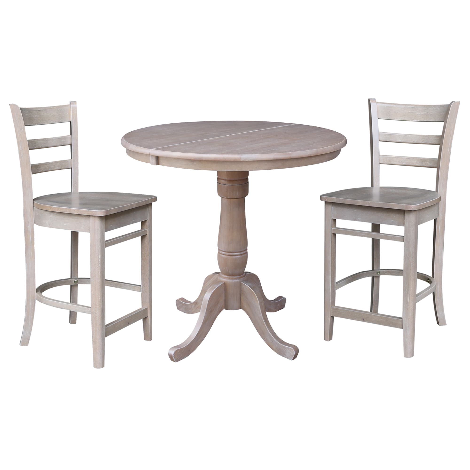 International Concepts K09-36RXT-S6172-2 Washed gray taupe Traditional Dining Room Set with Round Table ( Seats 2 )