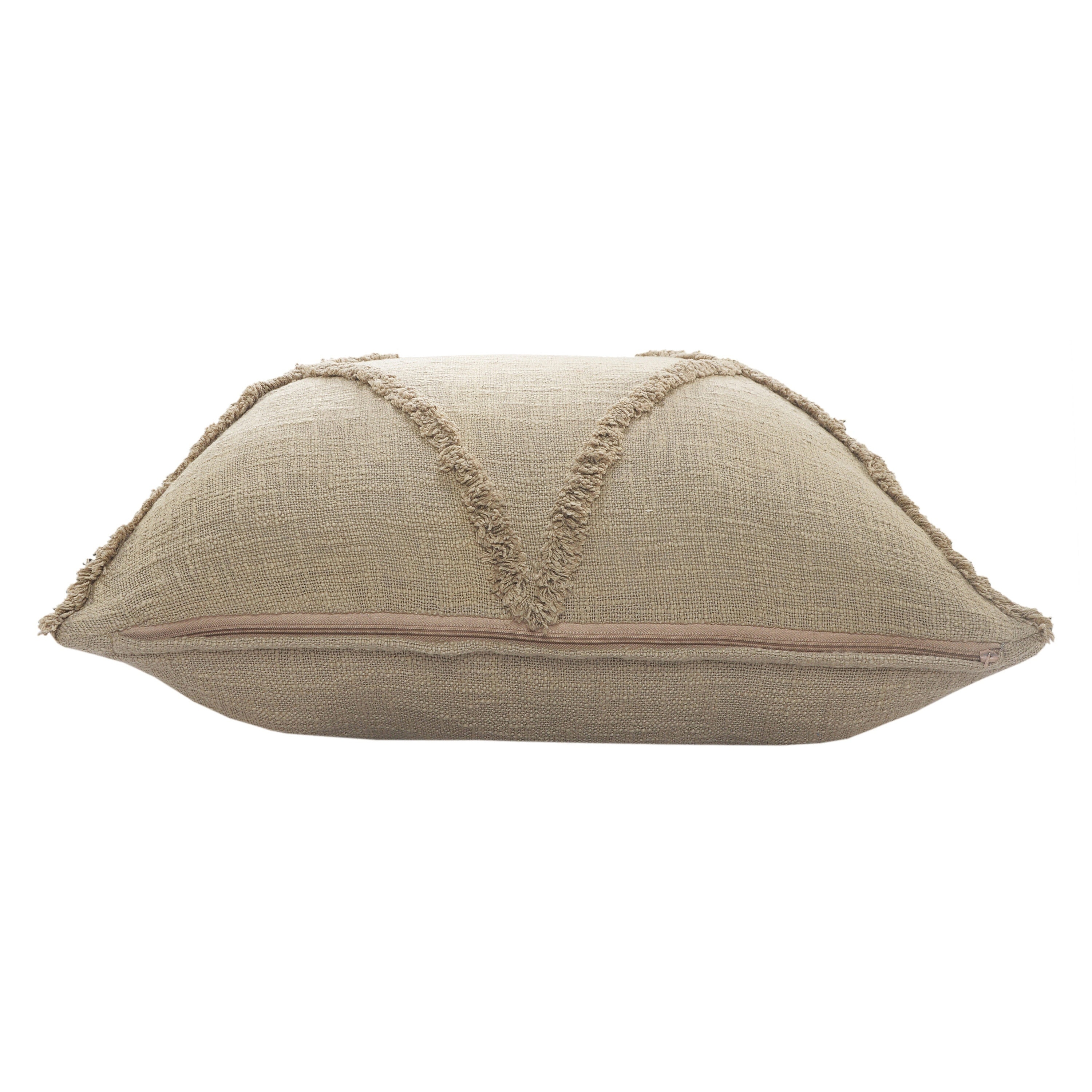Taupe Hand Woven Diamond Tufted 20" Square Throw Pillow