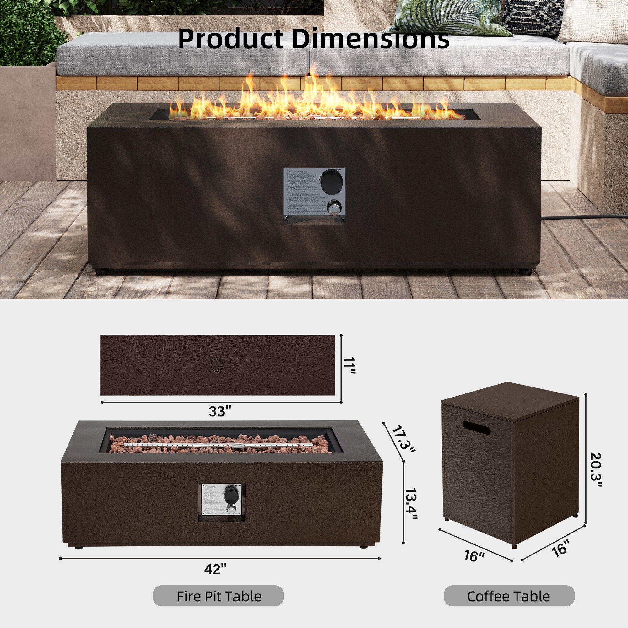UPHA 42TP-CFX-BROWN-WST Outdoor-Gas-Firepits - View #3