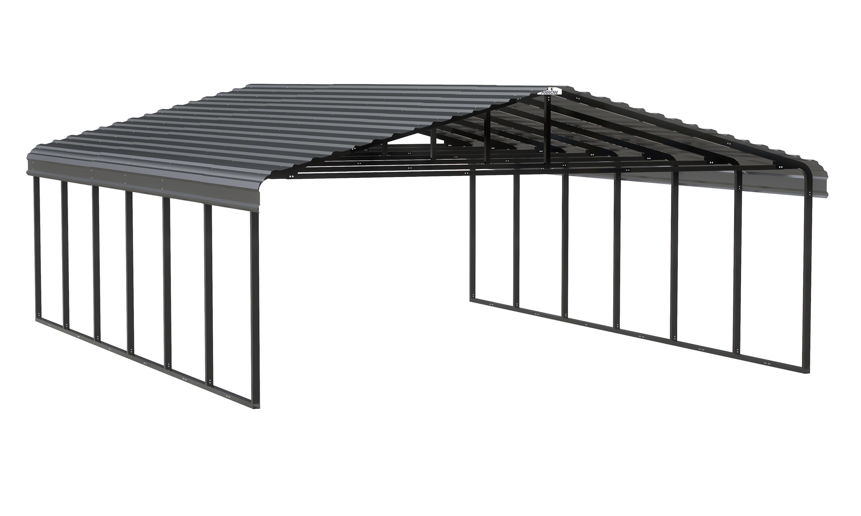Arrow CPHC202909 20-ft W x 29-ft L x 9-ft H Charcoal Metal Carport with Metal Roof