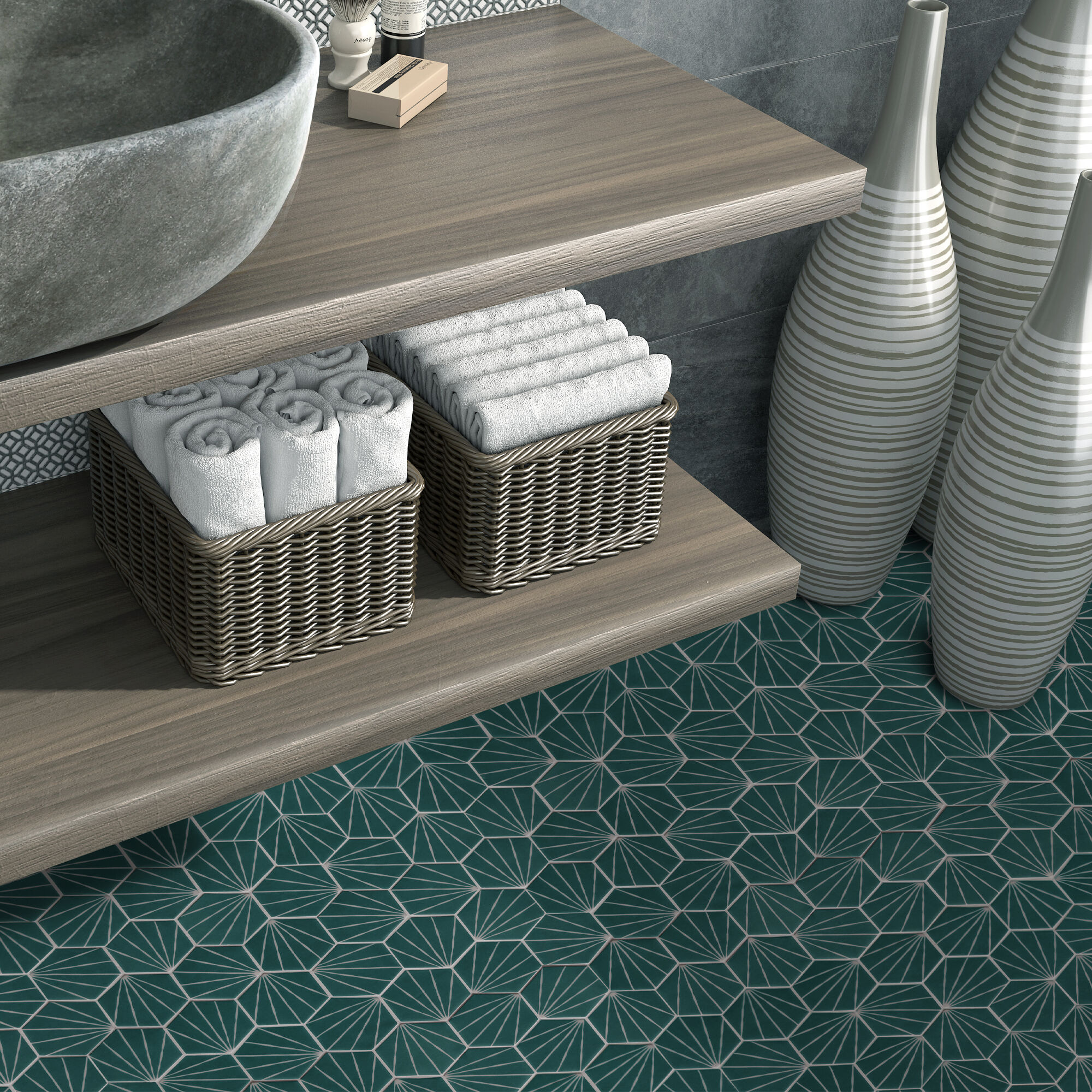 SUNWINGS HEXART-GRE-10 Ceramic-Tile - View #5