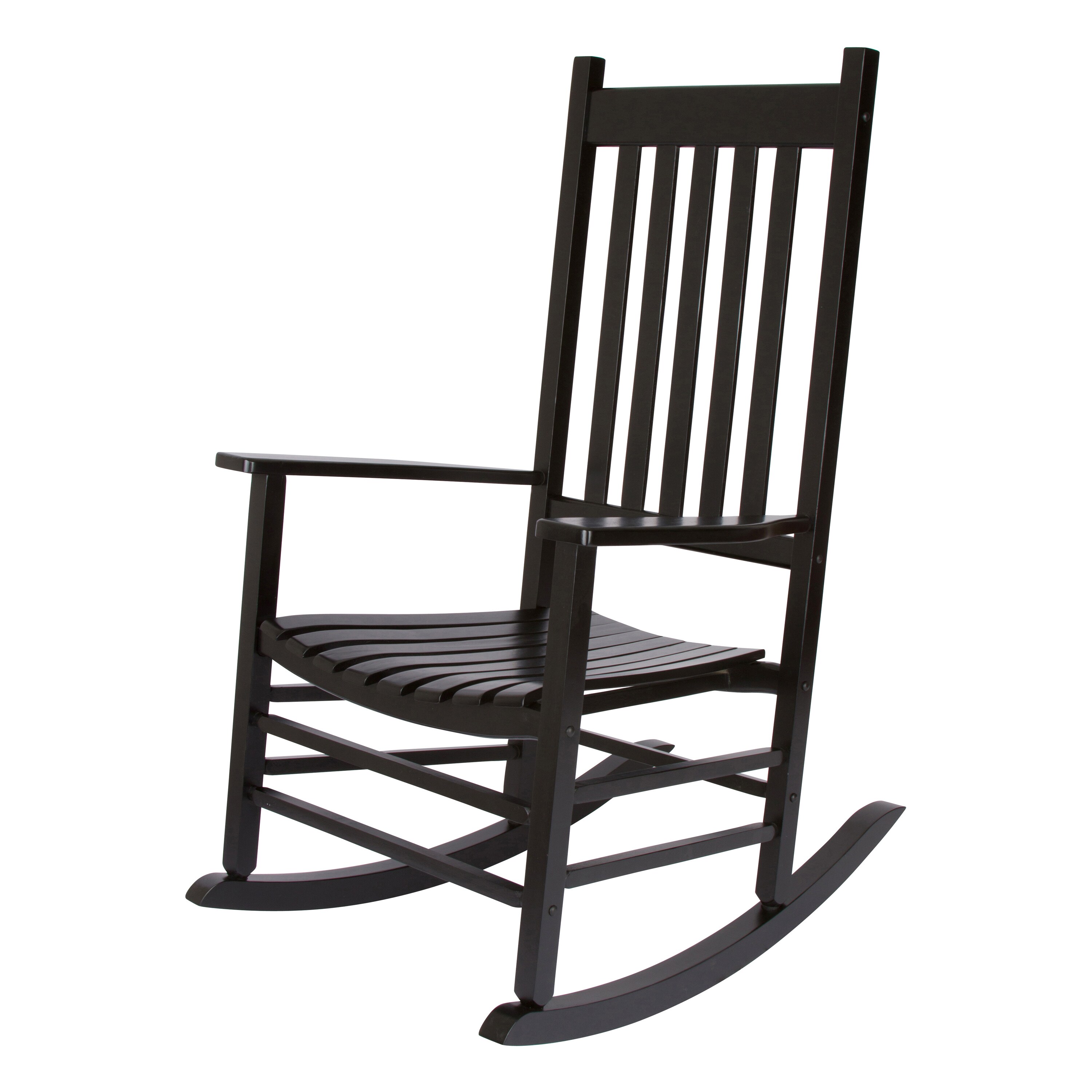 Shine Company Black Wood Frame Rocking Chair with Slat Seat 4332BK at ...