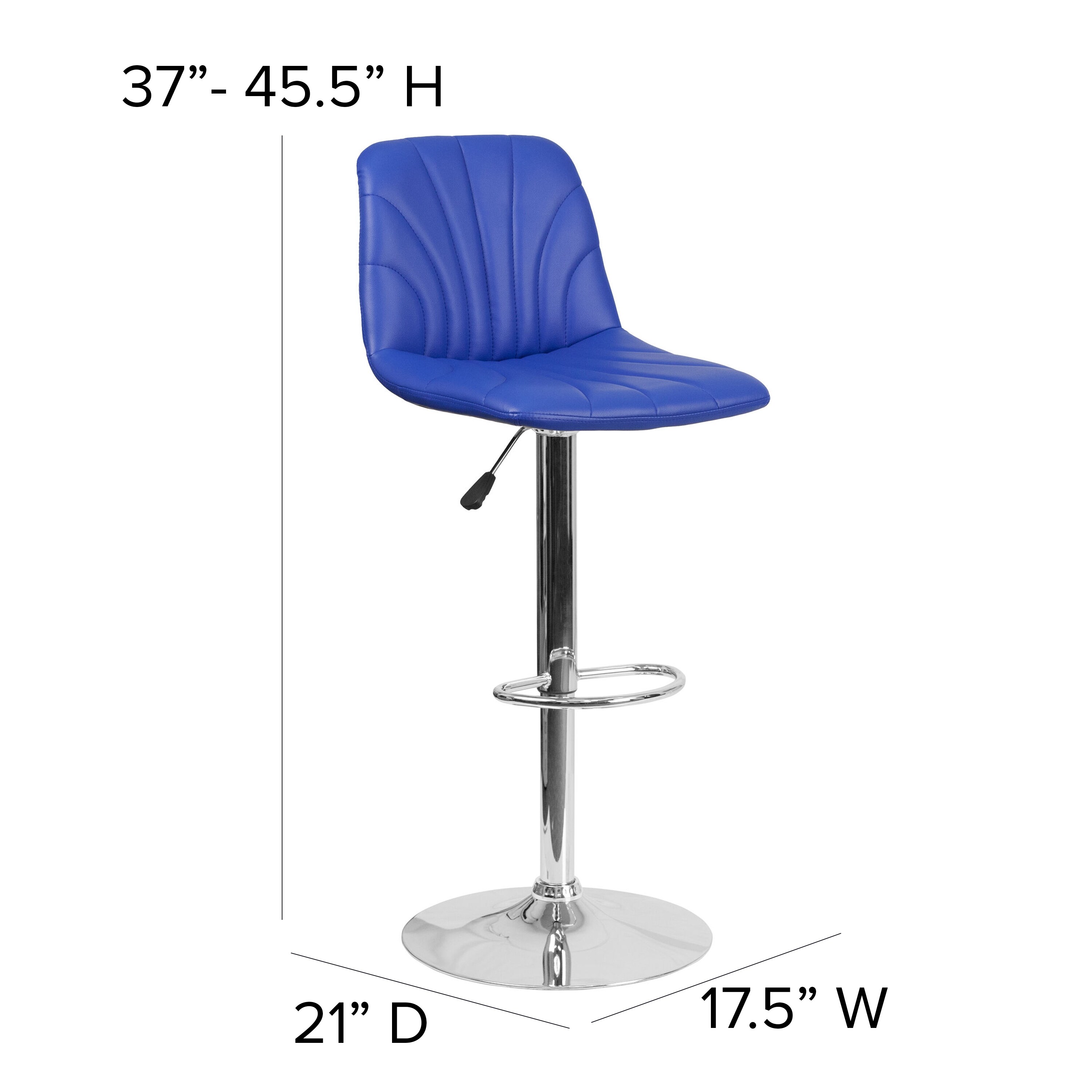 Flash Furniture Blue 33.25-in H Adjustable height Upholstered Swivel ...