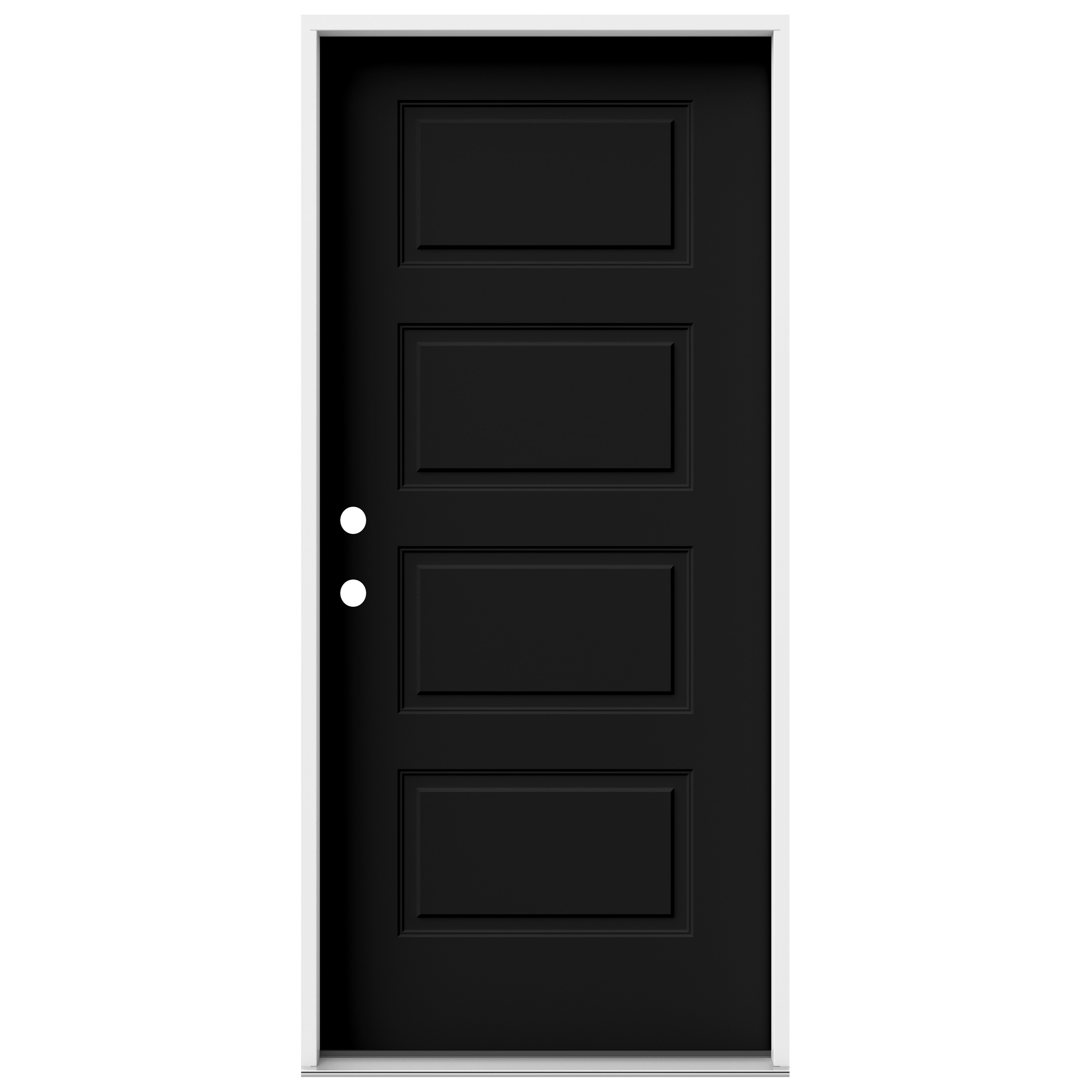 JELD-WEN LOWOLJW250500006 36-in x 80-in x 4-9/16-in Steel No glass Right-hand inswing Black Painted Prehung Front Door Insulating core