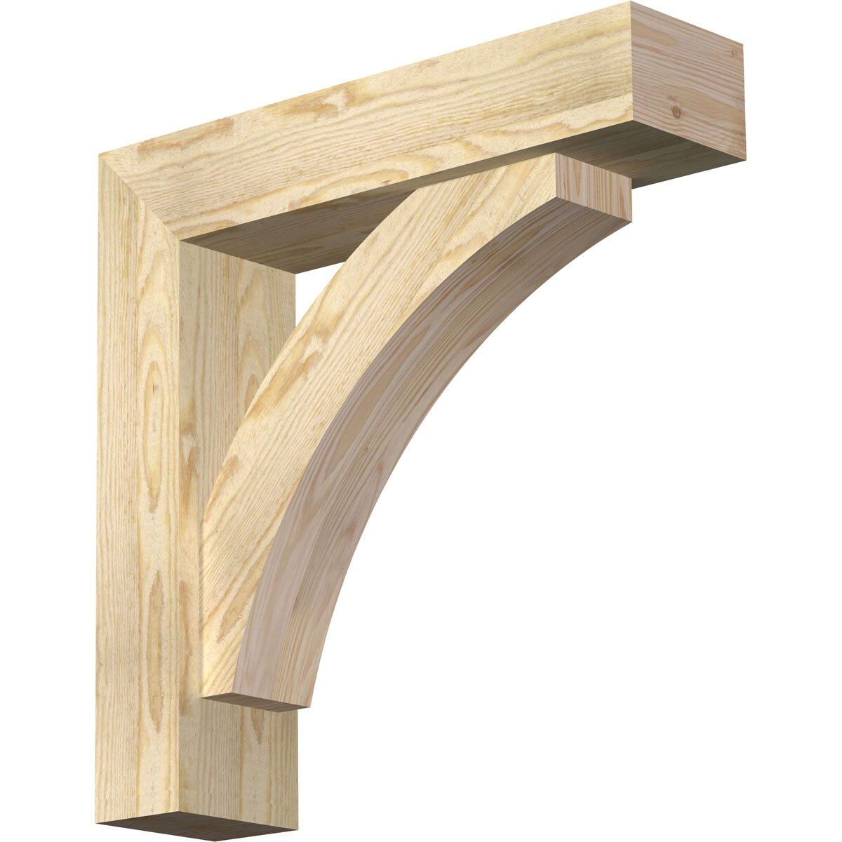 Ekena Millwork 1464045 Thorton block rough sawnbracket with offset brace 6-in x 24-in x 24-in Douglas fir Brown Wood Standard bracket