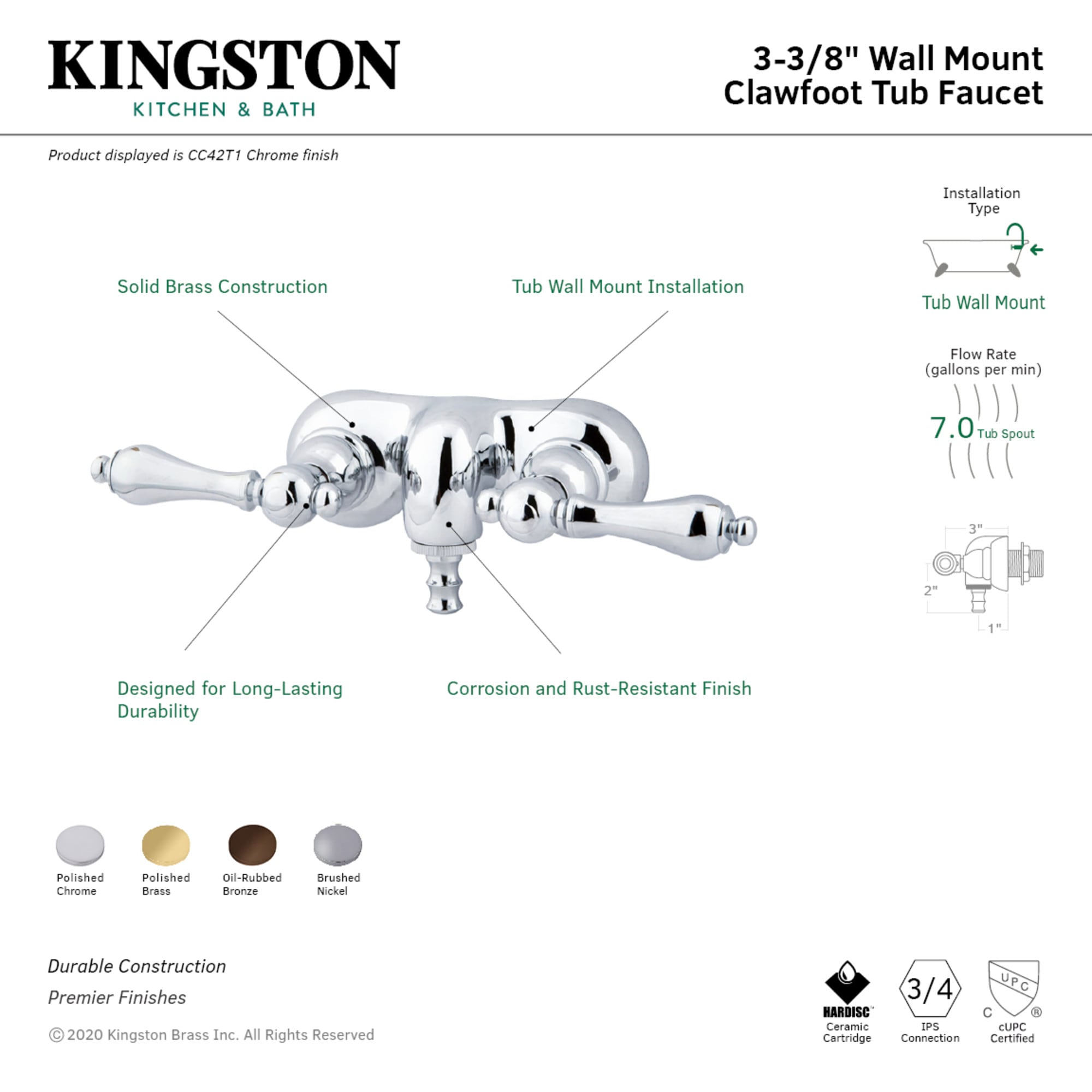 Kingston Brass WLCC41T5 Roman-Tub-Faucets - View #2