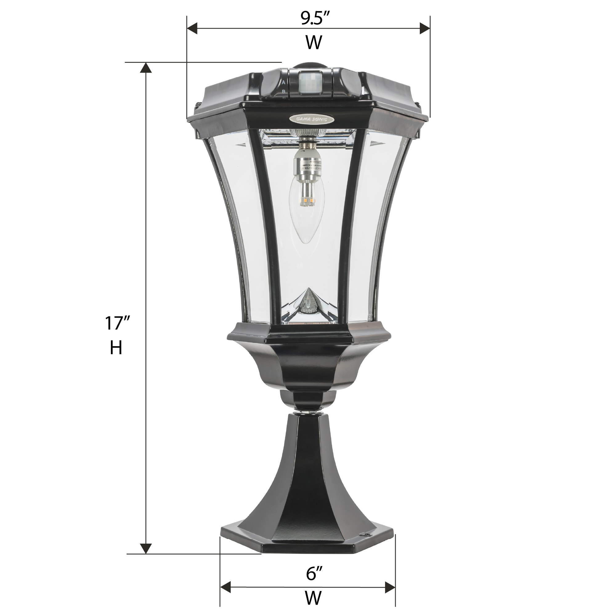 Victorian Black Aluminum Solar LED Lamp Post with Motion Sensor