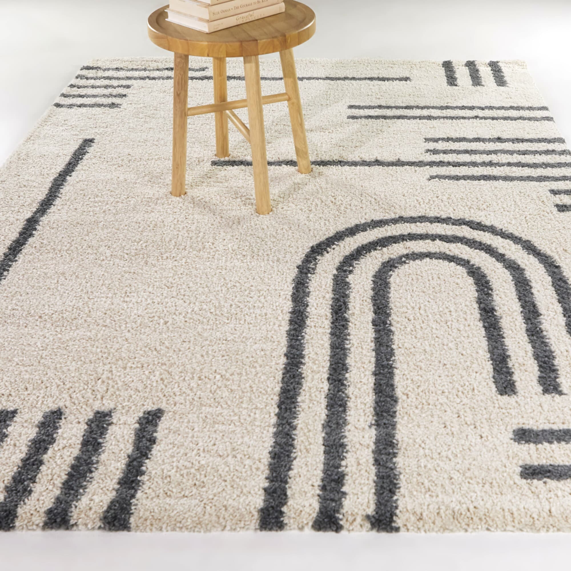 Balta 3115456 5 x 6 (ft) Polypropylene Grey Rectangular Indoor Stripe Bohemian/Eclectic Area rug