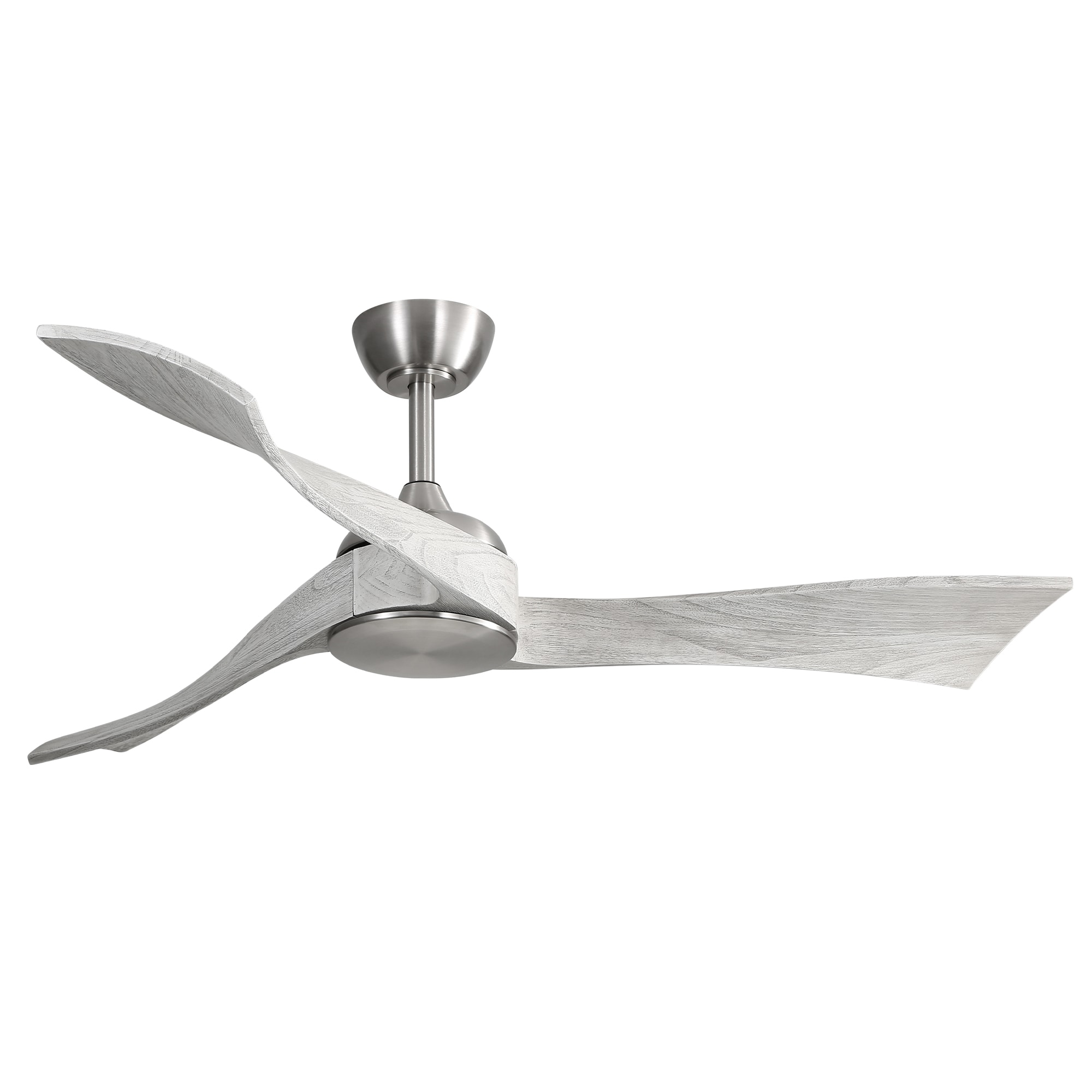 SINOFURN SYD130055SL 52-in Outdoor Brushed Nickel with Wood Blades Ceiling Fan Without Light 3 -Blade )