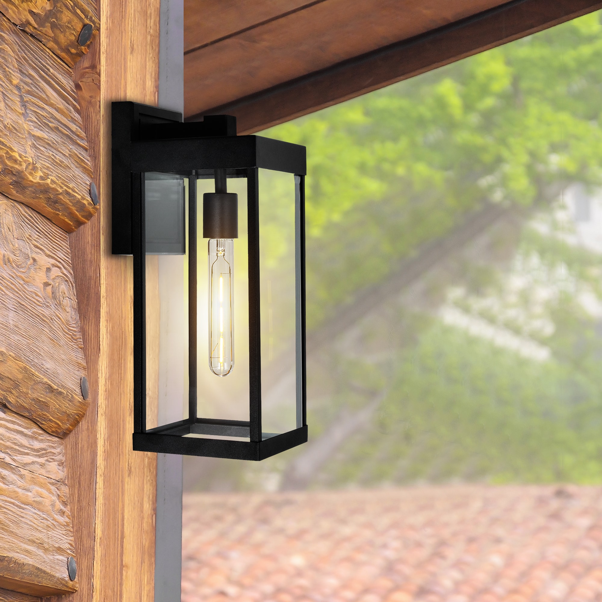 CWI Lighting 1695W6-1-101 Windsor 1 -Light 14.5-in H Multiple finishes Black Hardwired Outdoor Wall Light