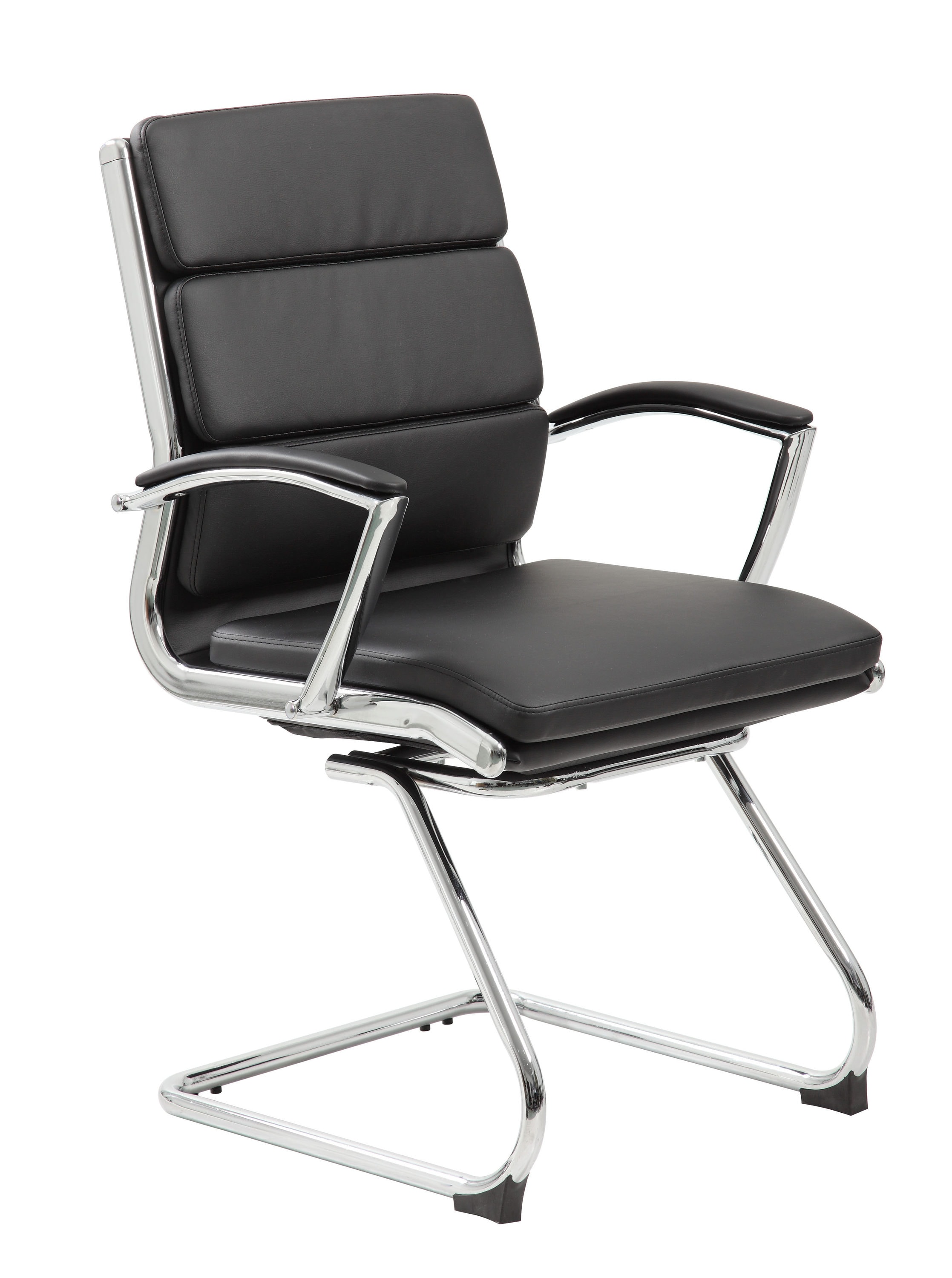 Modern Executive CaressoftPlus Guest Chair with Chrome Frame, Black