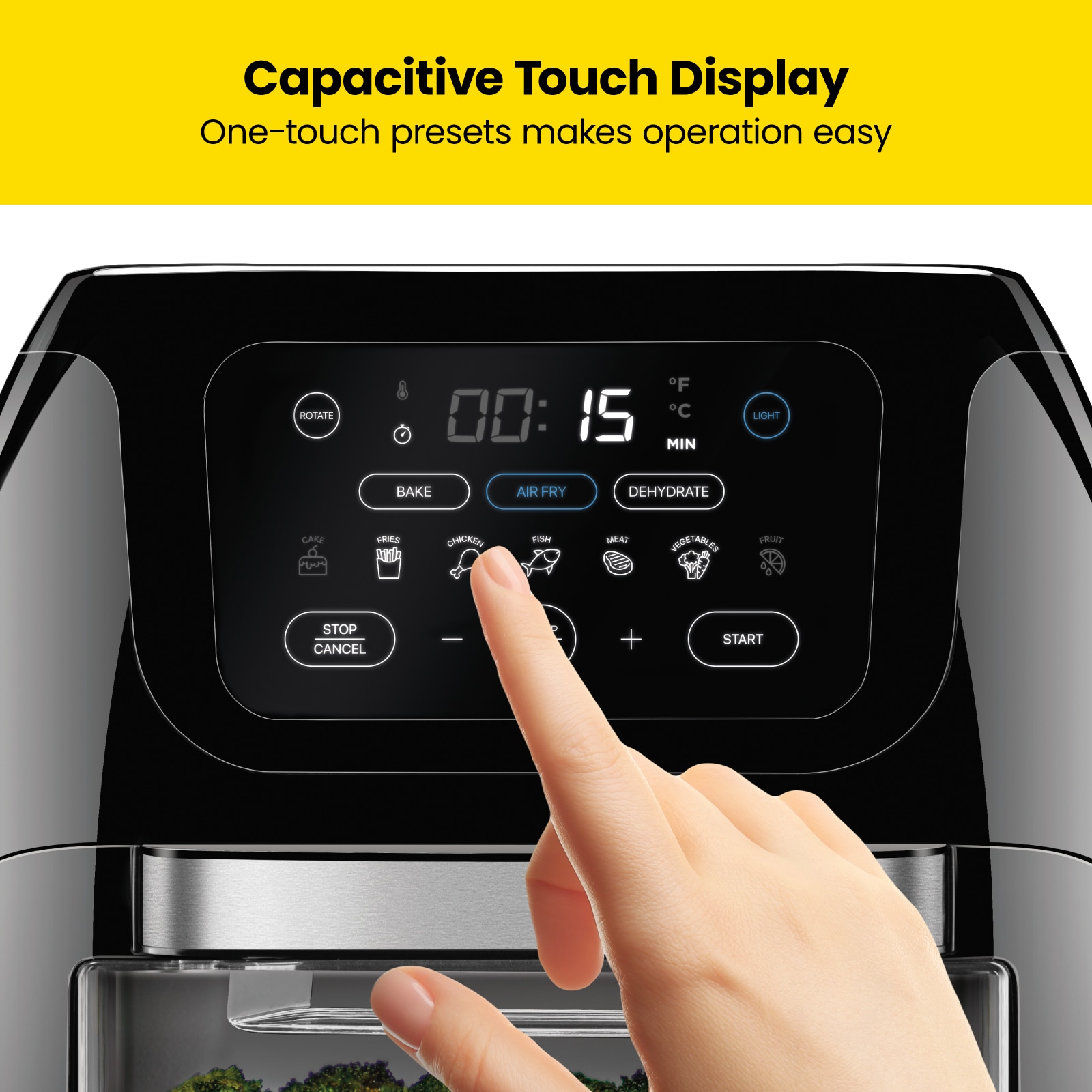 Chefman Black Air Fryer Oven 1700W Touch Control Programmable cETLus Safety  Listed - Versatile Countertop Cooking, Rapid Air Heating, Healthy Meals