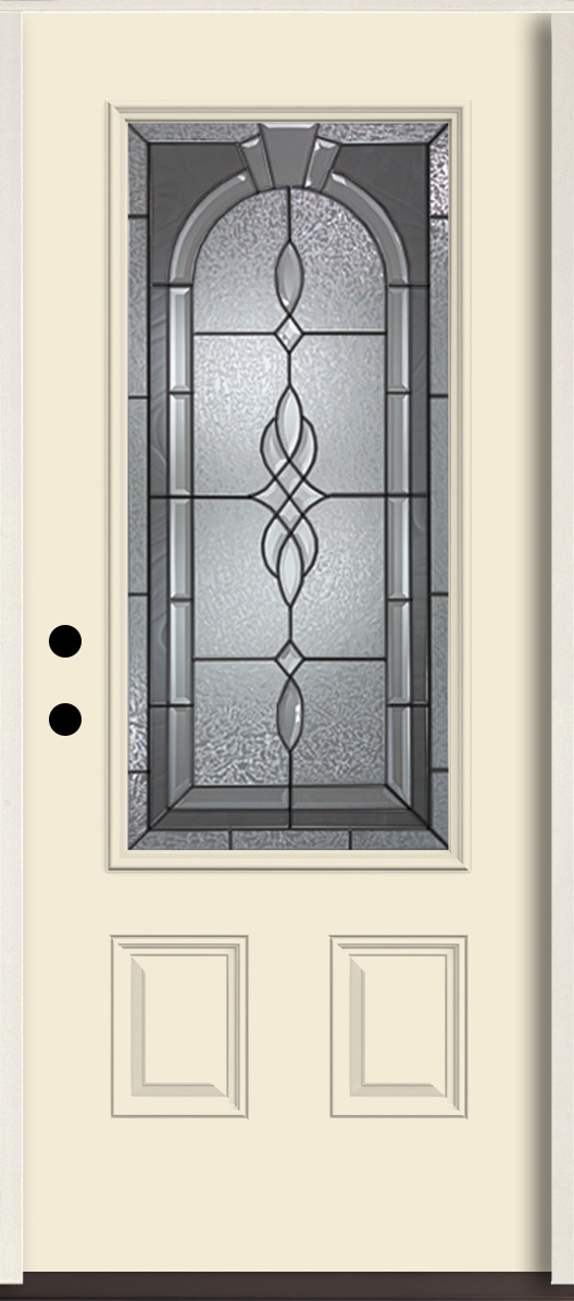 RELIABILT LO963849 Hampton 36-in x 80-in x 4-5/8-in Fiberglass 3/4 lite Right-hand inswing Bisque Paint Painted Prehung Front Door Insulating core