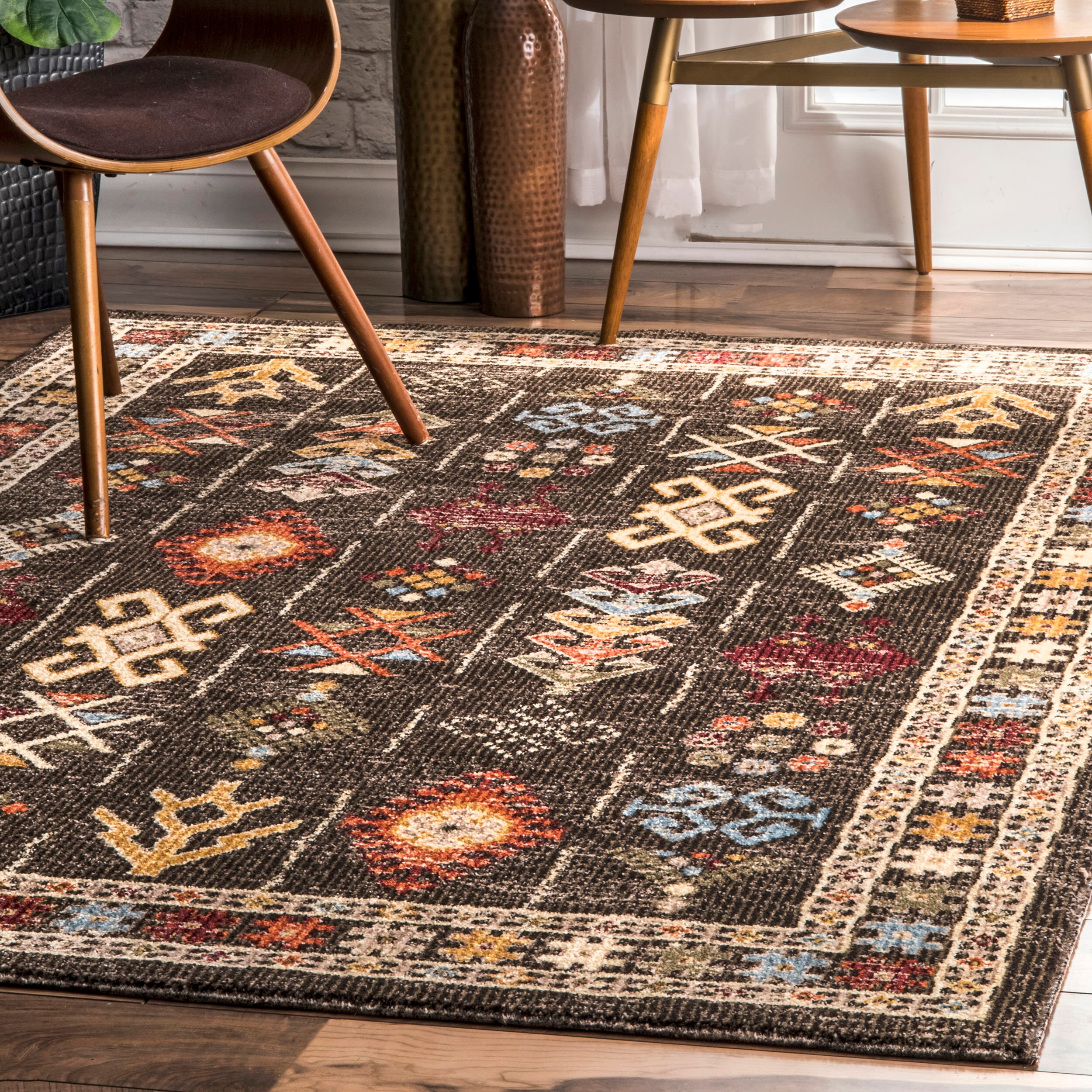 nuLOOM KSRS05B-508 5 x 8 (ft) Loomed Polypropylene Brown Rectangular Indoor Distressed/Overdyed Vintage Area rug