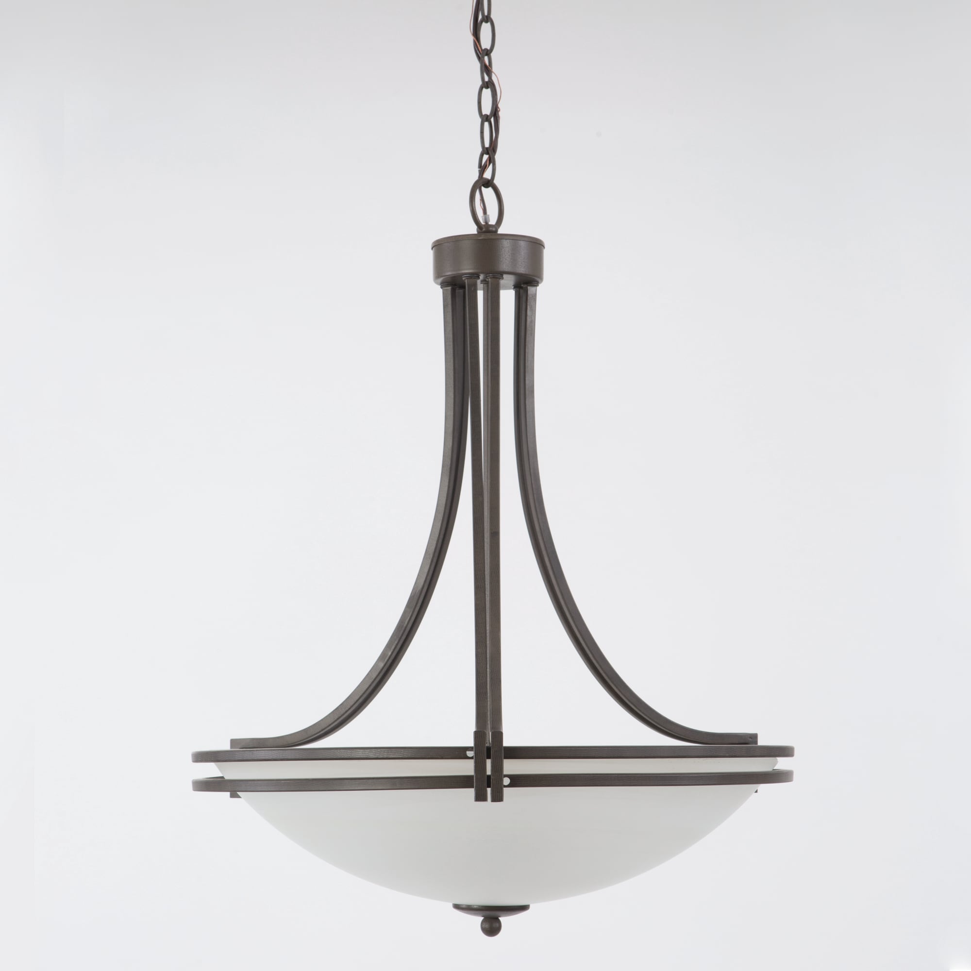 Sequoia Contemporary Brown Steel 4-Light Pendant with Alabaster Glass