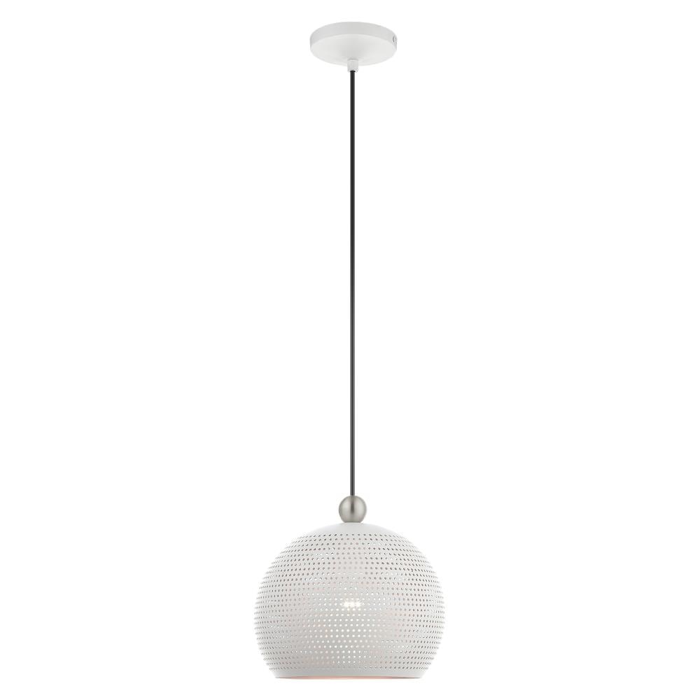 Dublin White and Brushed Nickel Crystal Globe Pendant