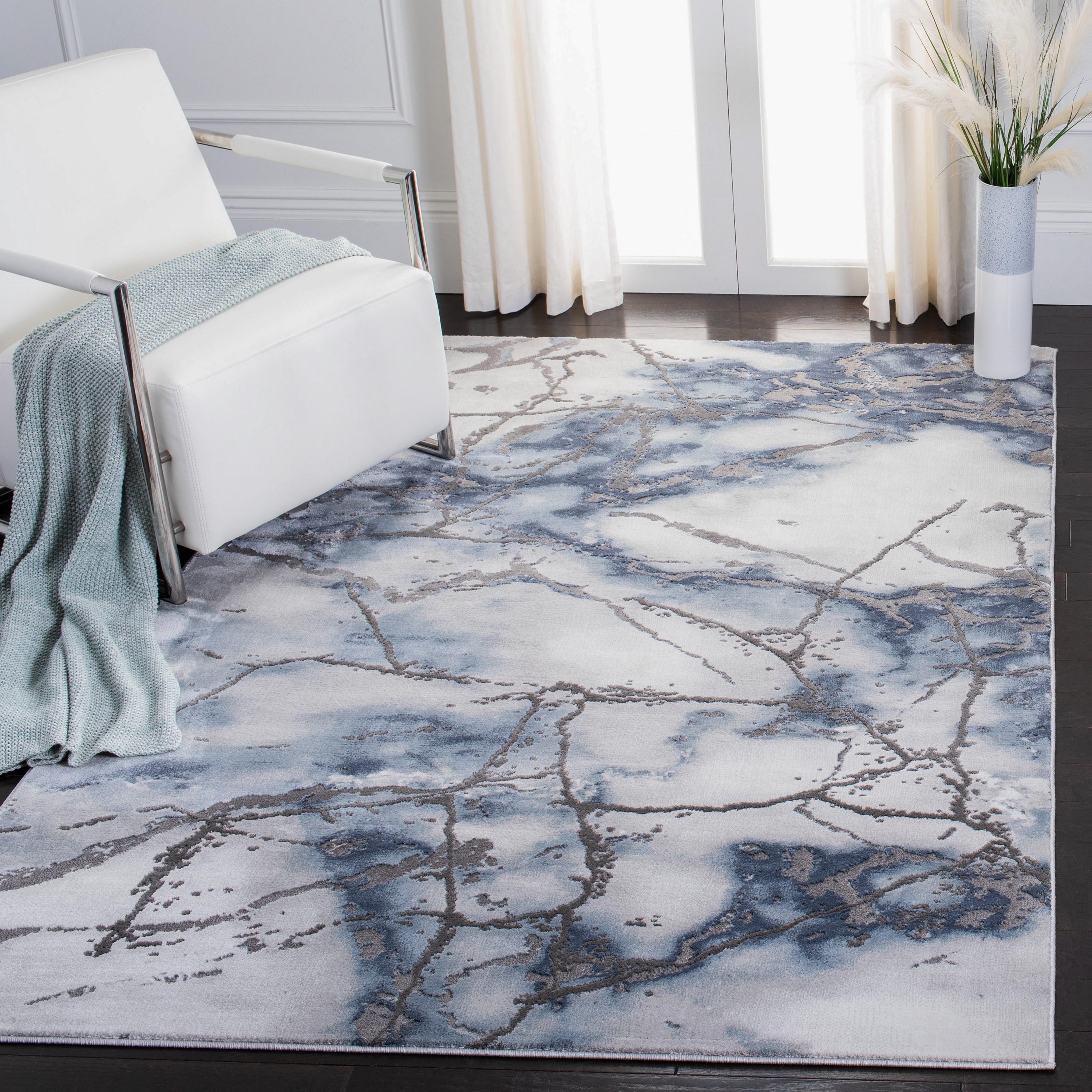 Safavieh CFT877L-5 Craft Karlu 5 x 8 (ft) Loomed Polypropylene Gray/Blue Rectangular Indoor Geode Area rug