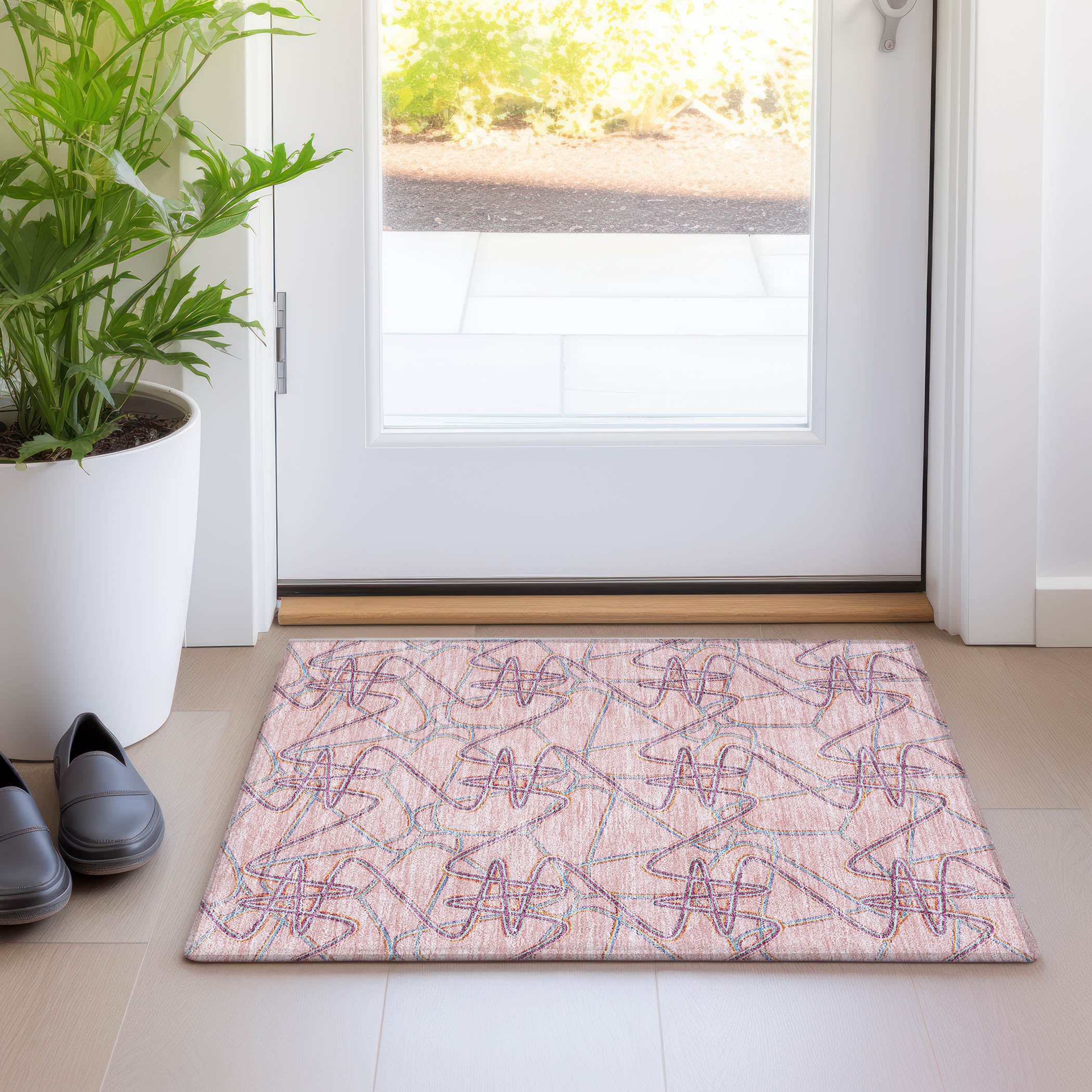 Addison Rugs ACN947PI20X30 Chantille ACN947PI 1 x 2 (ft) Loomed Polyester Pink Rectangular Indoor/Outdoor Machine washable Area rug