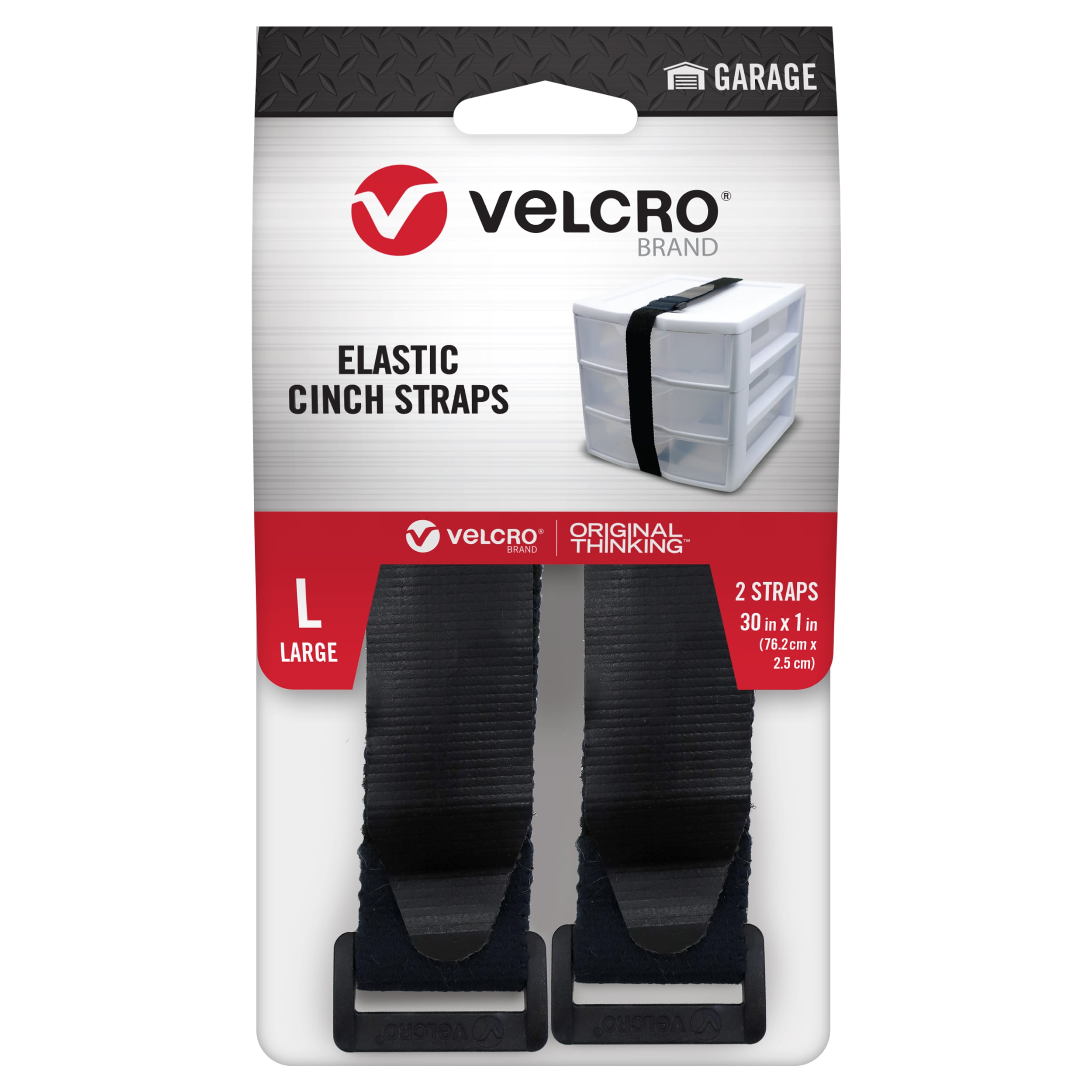VELCRO Brand VEL-30791-AMS Elastic Cinch Straps with Buckle | 8in x 1in, Pk  of 4 | Fully Adjustable and Stretch for Snug Fit | for Fastening Power