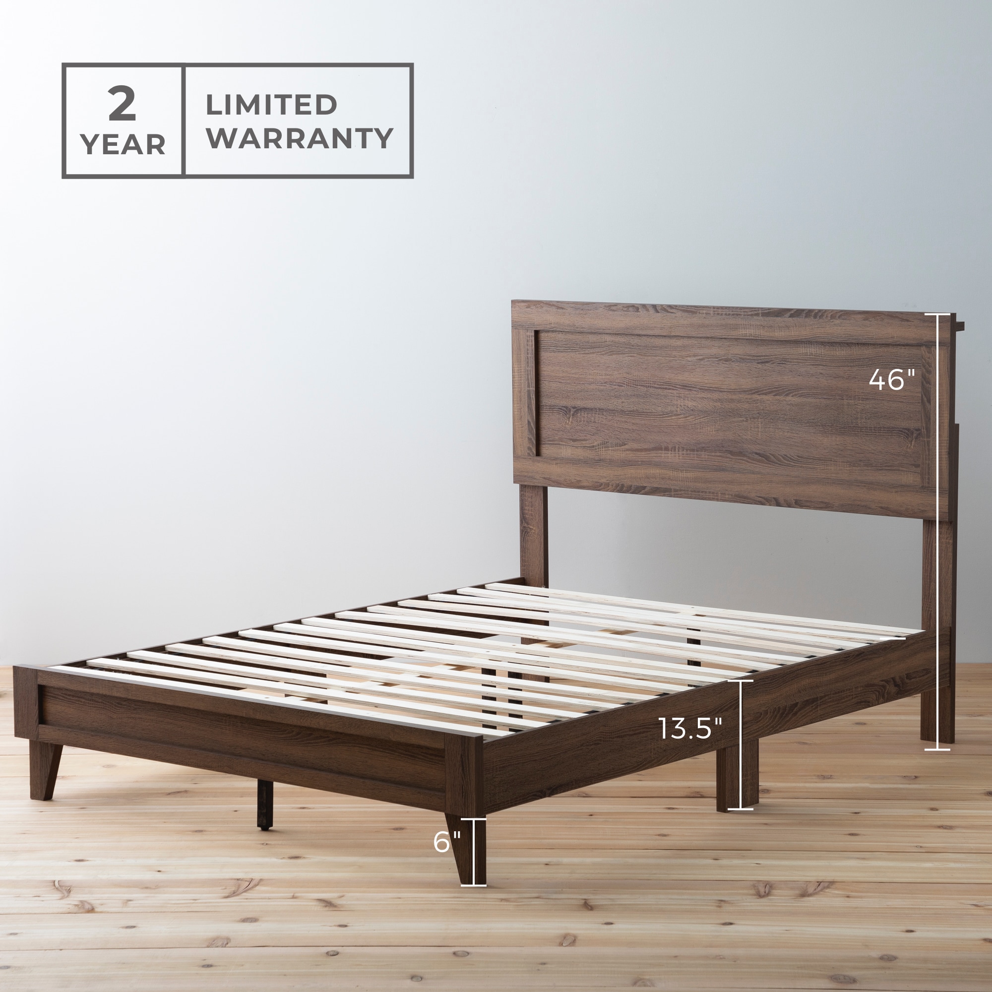 Brookside Leah Classic Wooden Black Queen Wood Platform Bed At Lowes.com