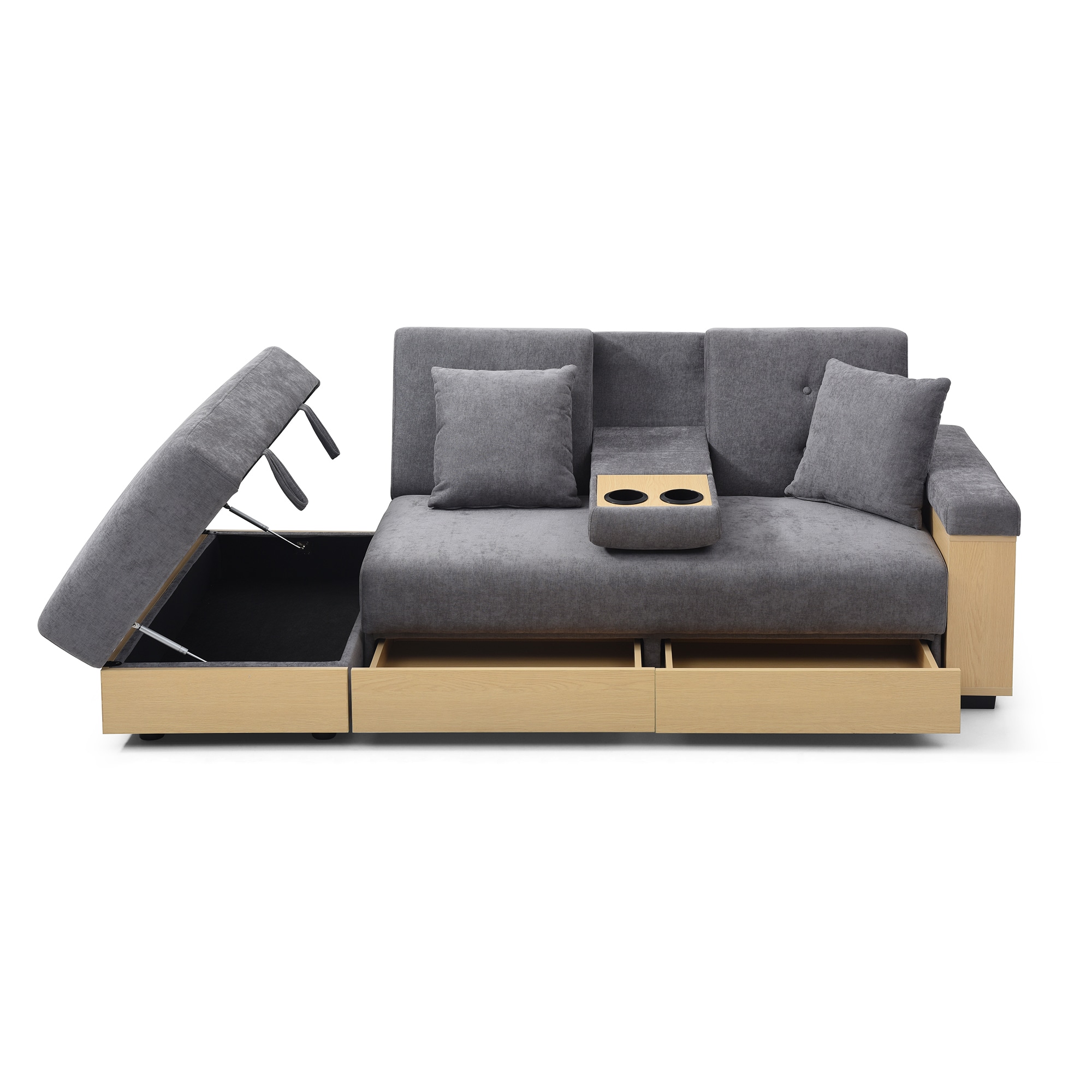 Bybafun YA3700262 84.7-in Modern Gray Linen 3 -seater Sleeper