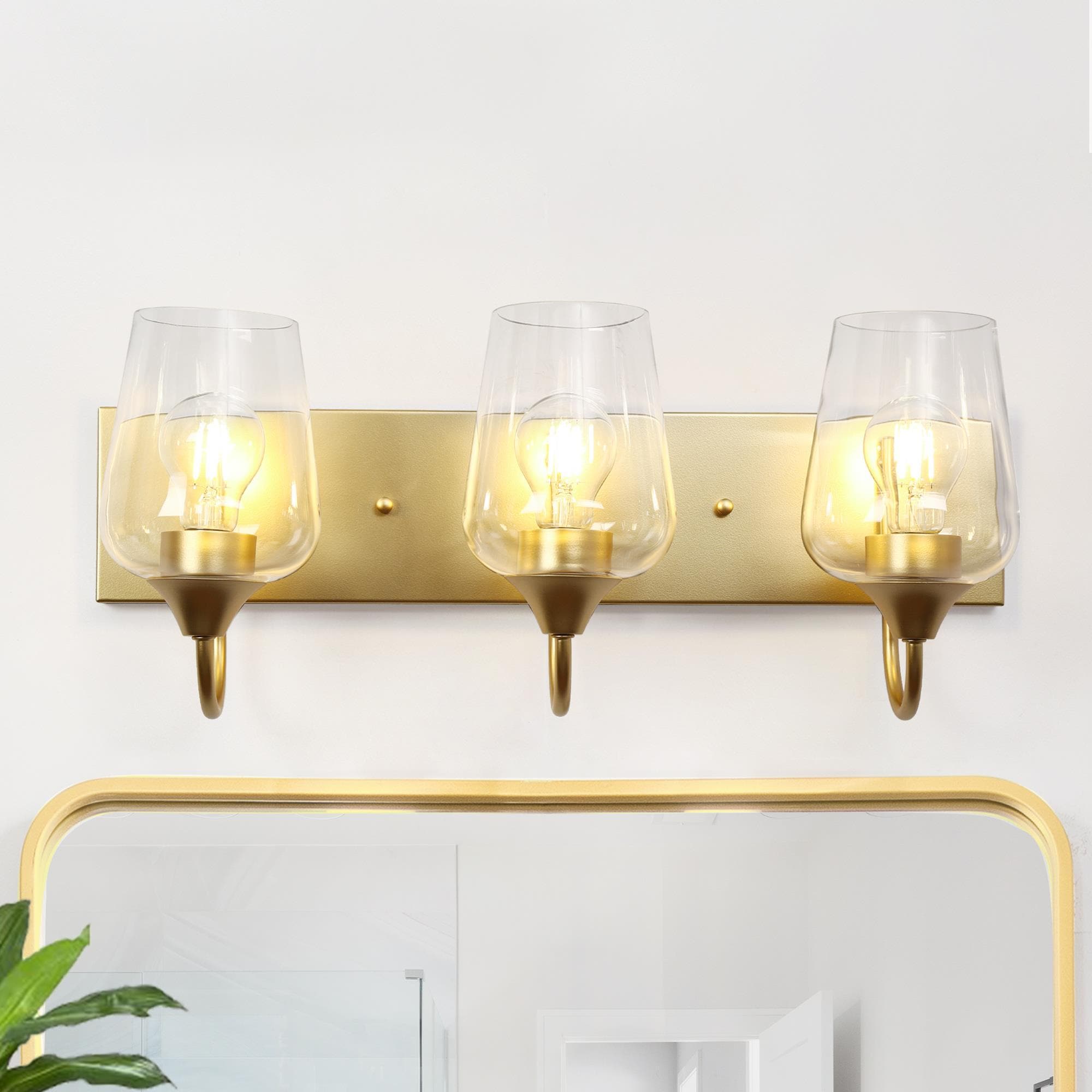 LNC LYIMIRN5169Q9C Rambutan Transitional 21.9-in 3 -Light Matte Gold Modern/contemporary Vanity light