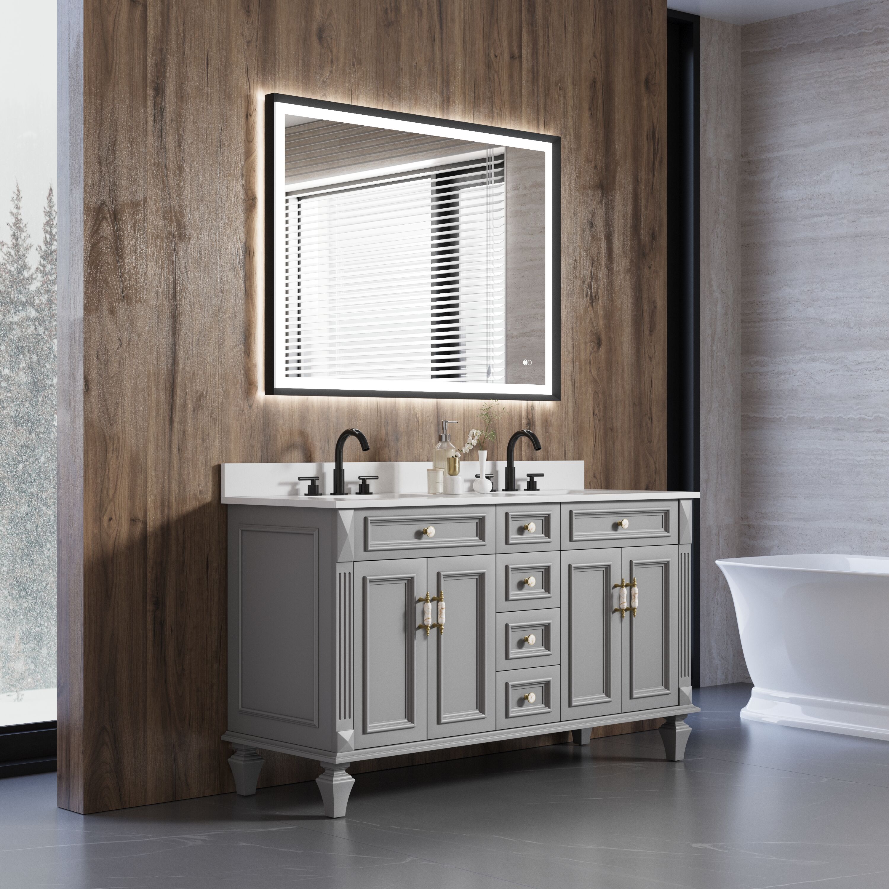 Forclover MRE-6F4836MB Framed-Bath-Mirrors - View #5