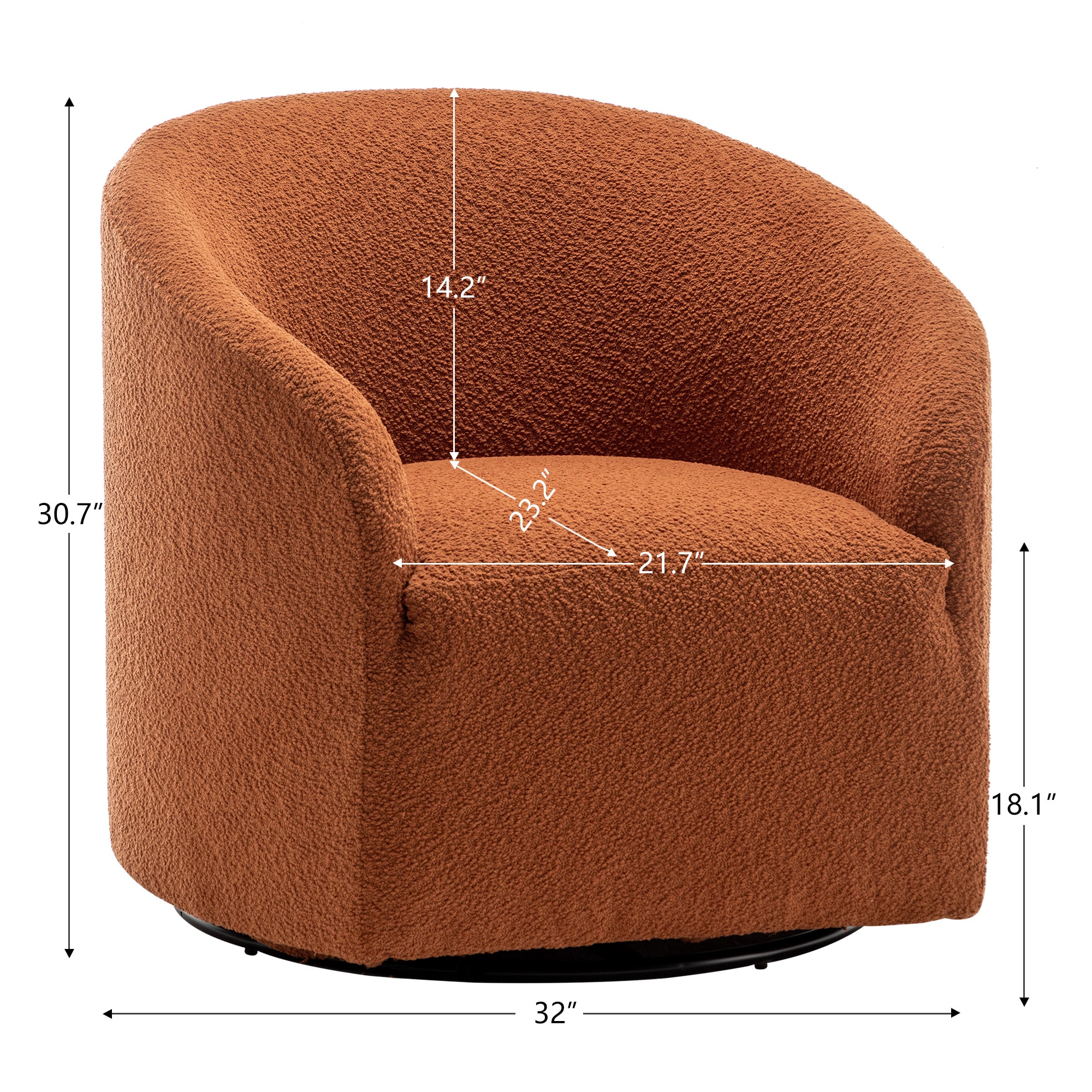 Caramel Boucle Upholstered Swivel Barrel Accent Chair