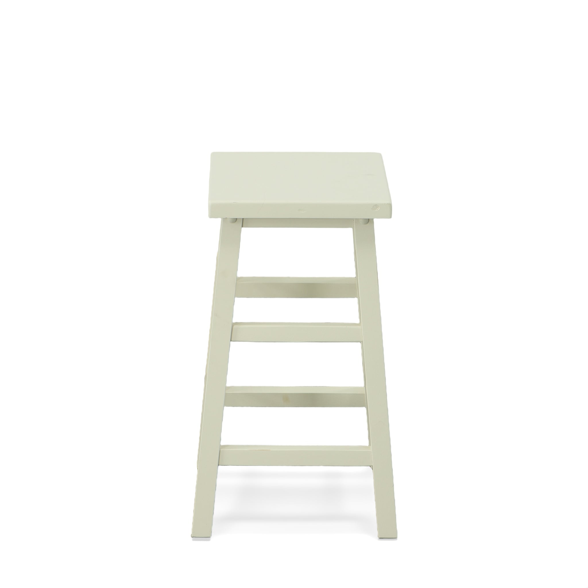 24" White Rubberwood Backless Counter Stool