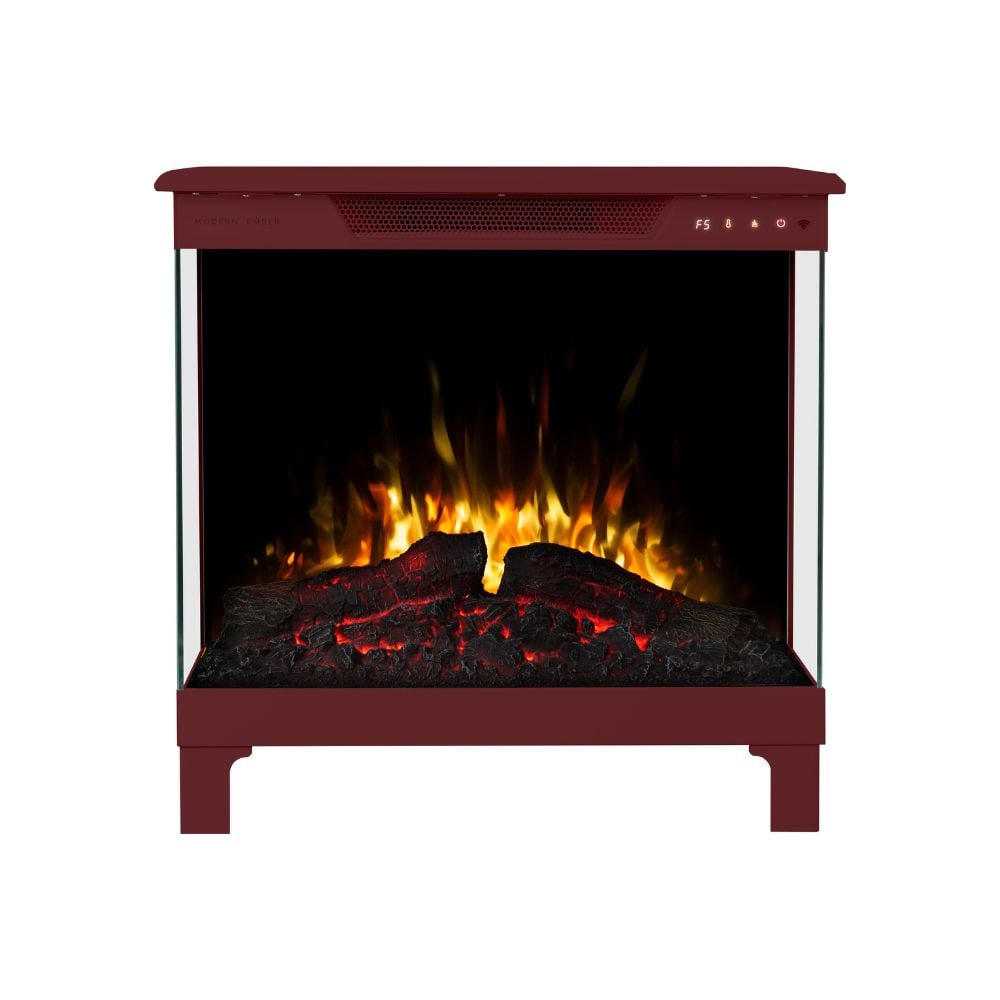 Modern Ember ME-24-3SD-RBY 24-in W 5000 -BTU Ruby Metal Corner or flat wall Fan-forced Electric Stove with Thermostat and Remote