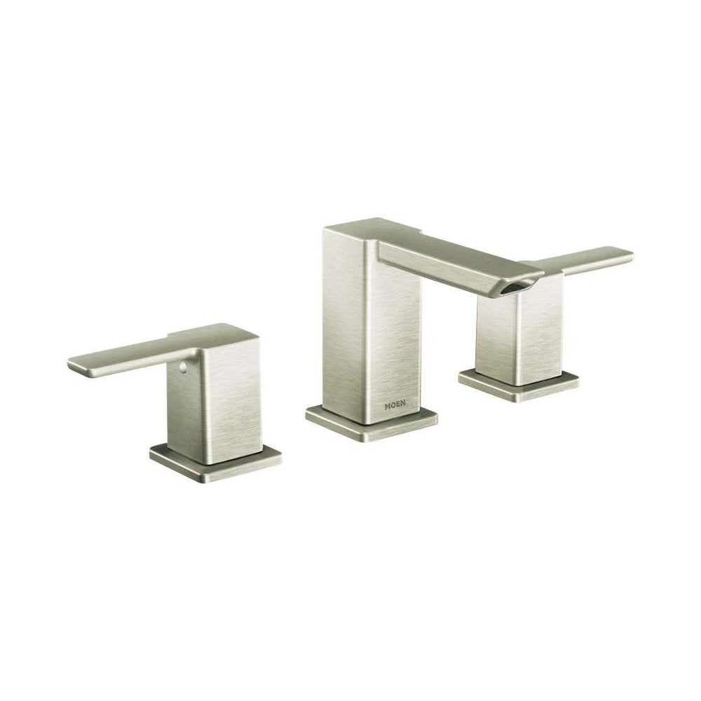 Moen TS6720BN 90 Degree Brushed nickel Widespread 2-handle WaterSense Low-arc Commercial/Residential Handle Bathroom Sink Faucet with Drain