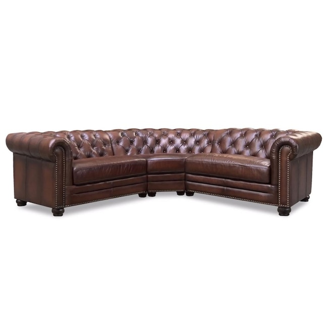 Hydeline Aliso Rustic Brown Genuine, Rustic Leather Sectional Couch