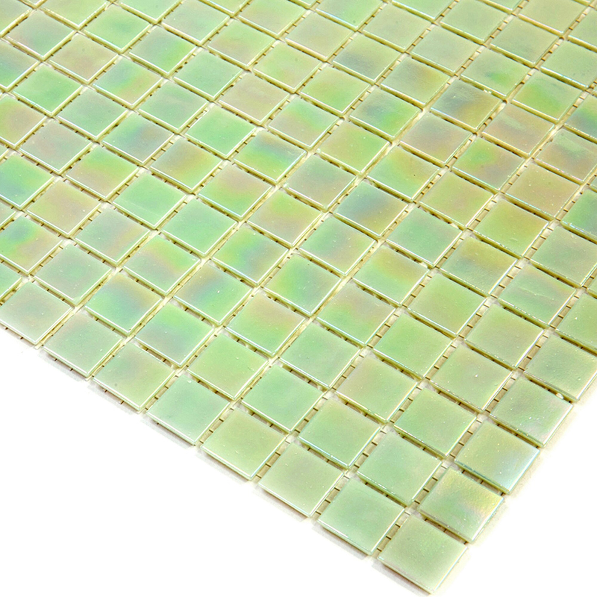 Nacreous 12" x 12" Glossy Green Glass Mosaic Tile