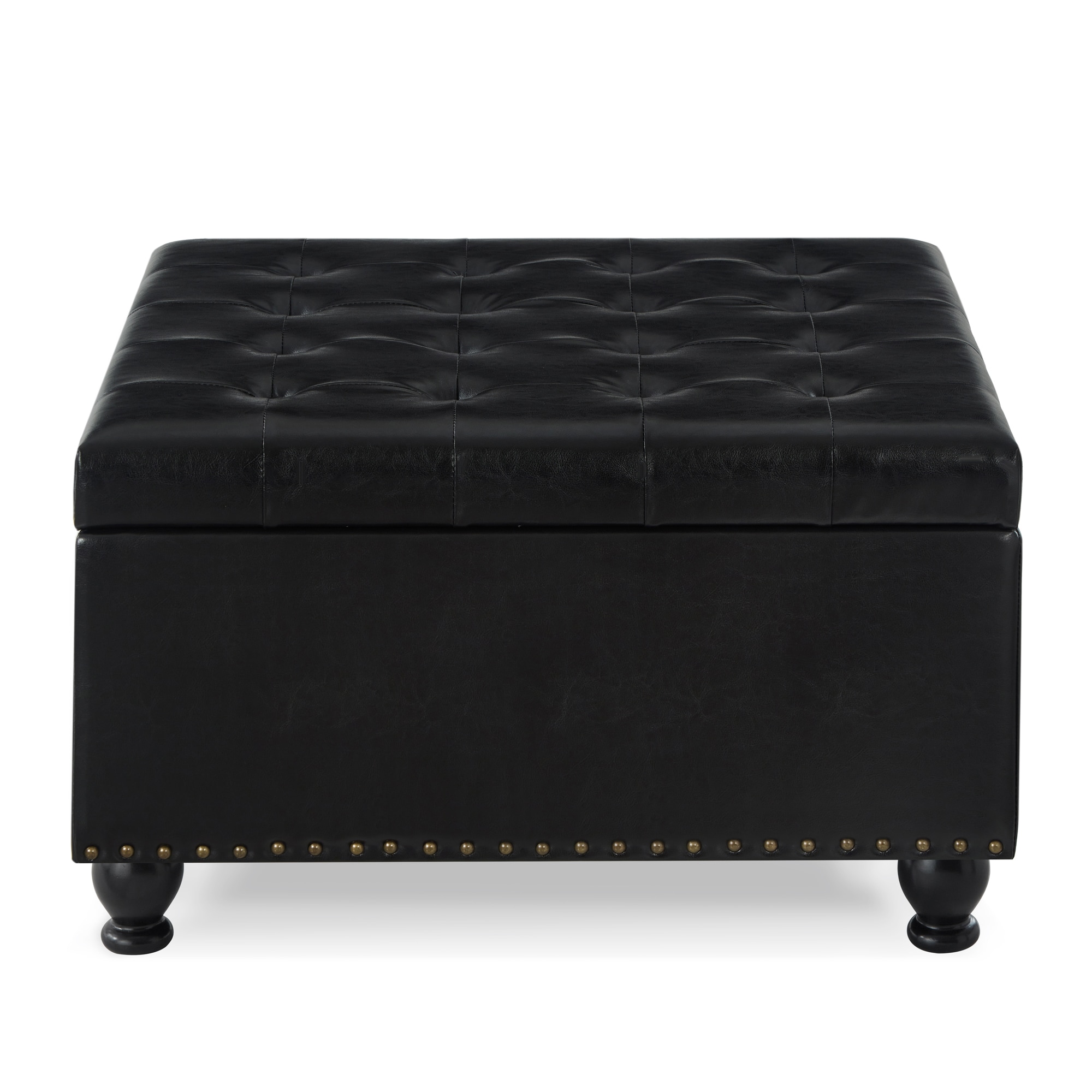 Bybafun YD3800027 Rustic Black Faux leather Storage Ottoman