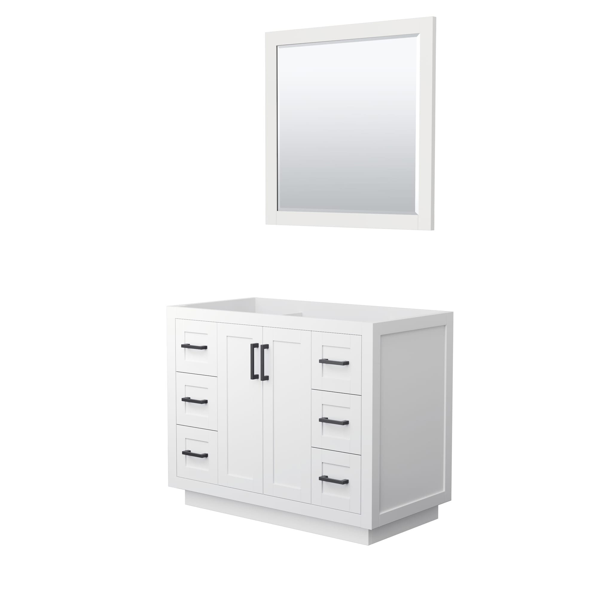 Wyndham Collection WCF292942SWBCXSXXM34 Miranda 42-in White with Matte Black Trim Bathroom Vanity Base Cabinet without Top (Mirror Included)