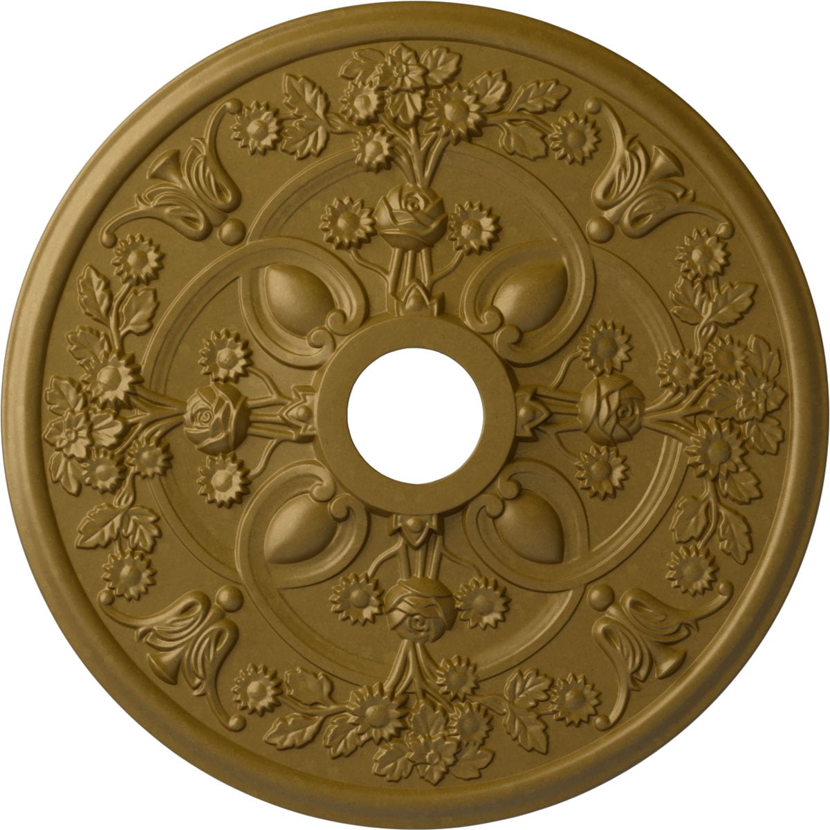 Ekena Millwork CM30ROGLS Rose 30.875-in W x 30.875-in L Painted Gold Polyurethane Whole Ceiling Medallion